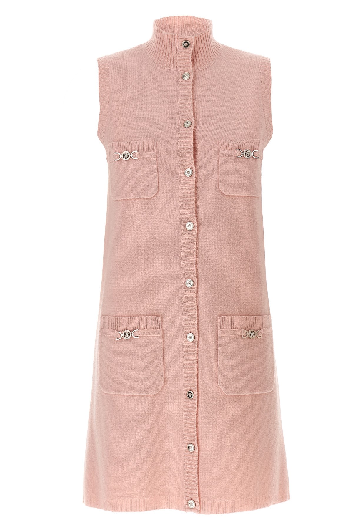 Versace Wool Blend Dress Decorative Buckles