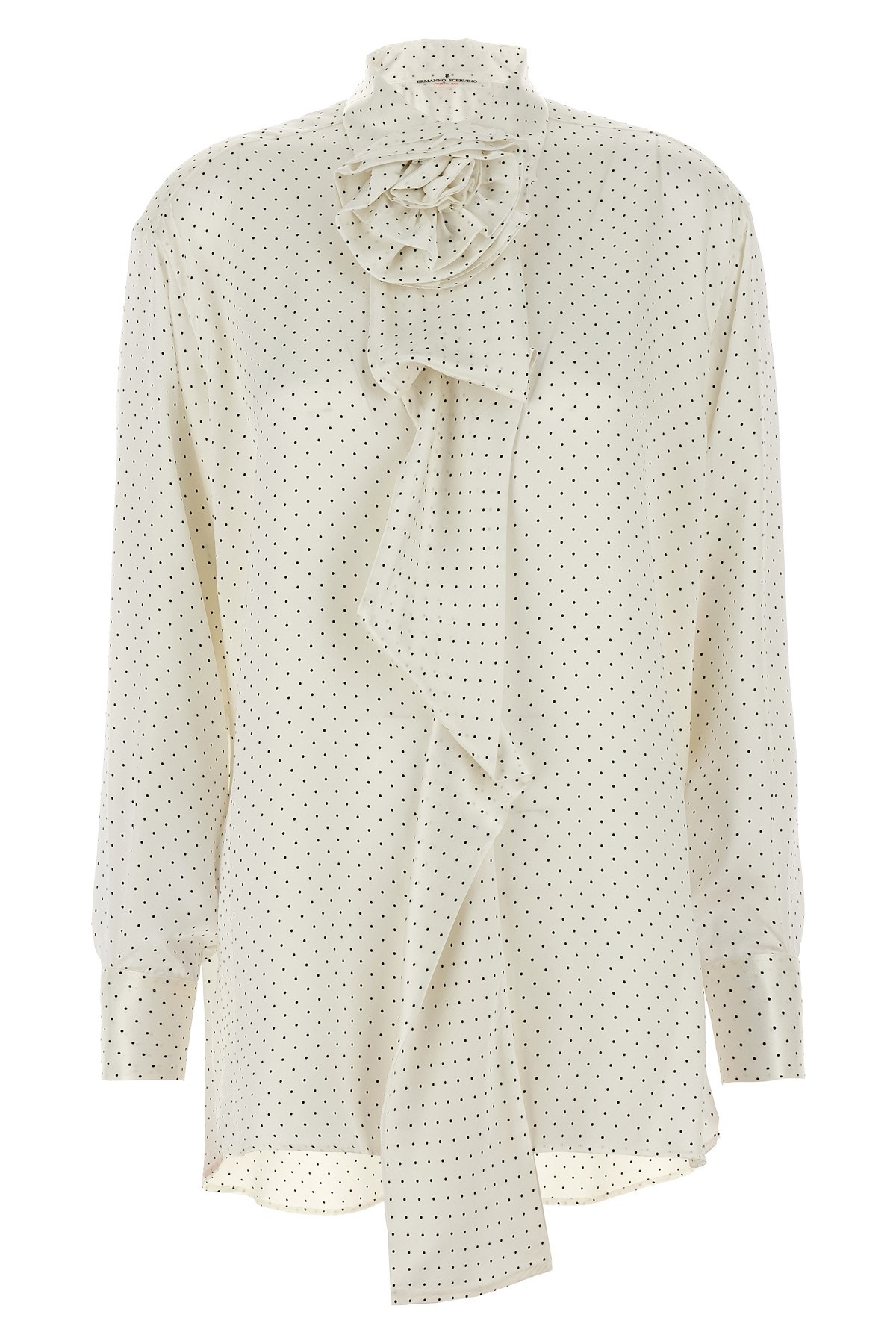 Ermanno Scervino Polka Dot Shirt Flower Brooch