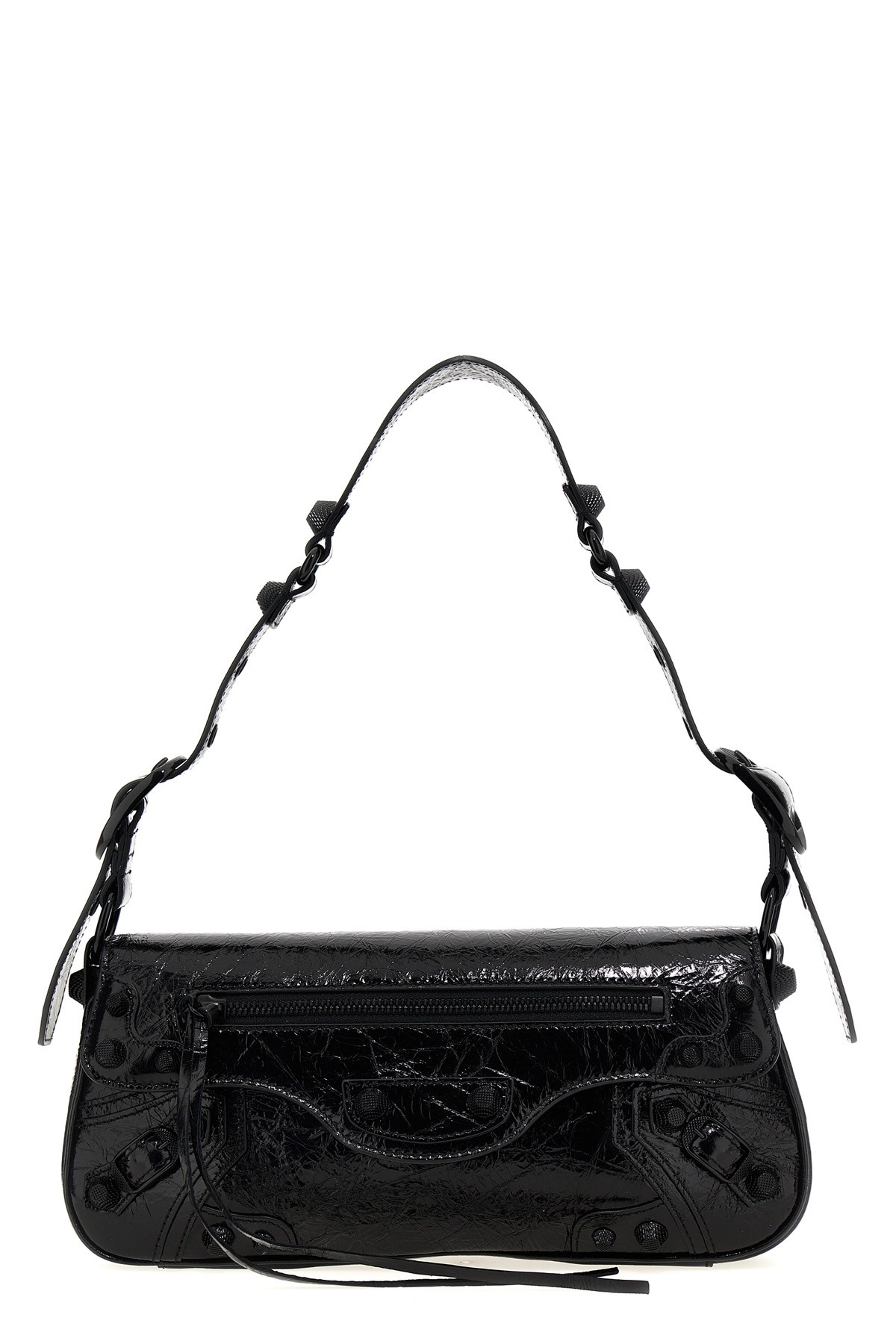 Balenciaga Green Leather Shoulder Handbag With Magnetic Closure And Metal Details