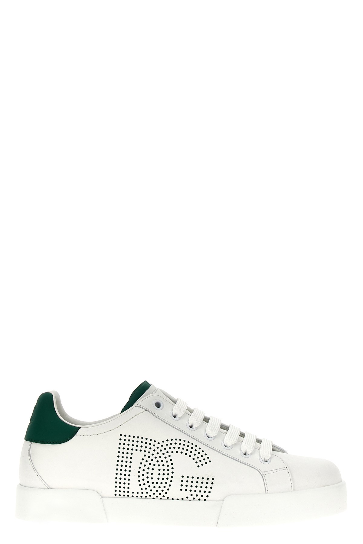 Dolce & Gabbana White And Black Leather Sneakers In White