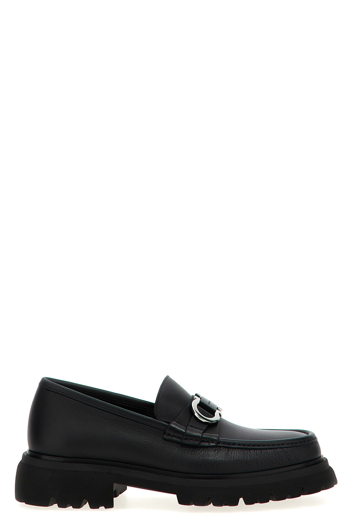 Ferragamo Black Leather Cocoon Loafers In Multi