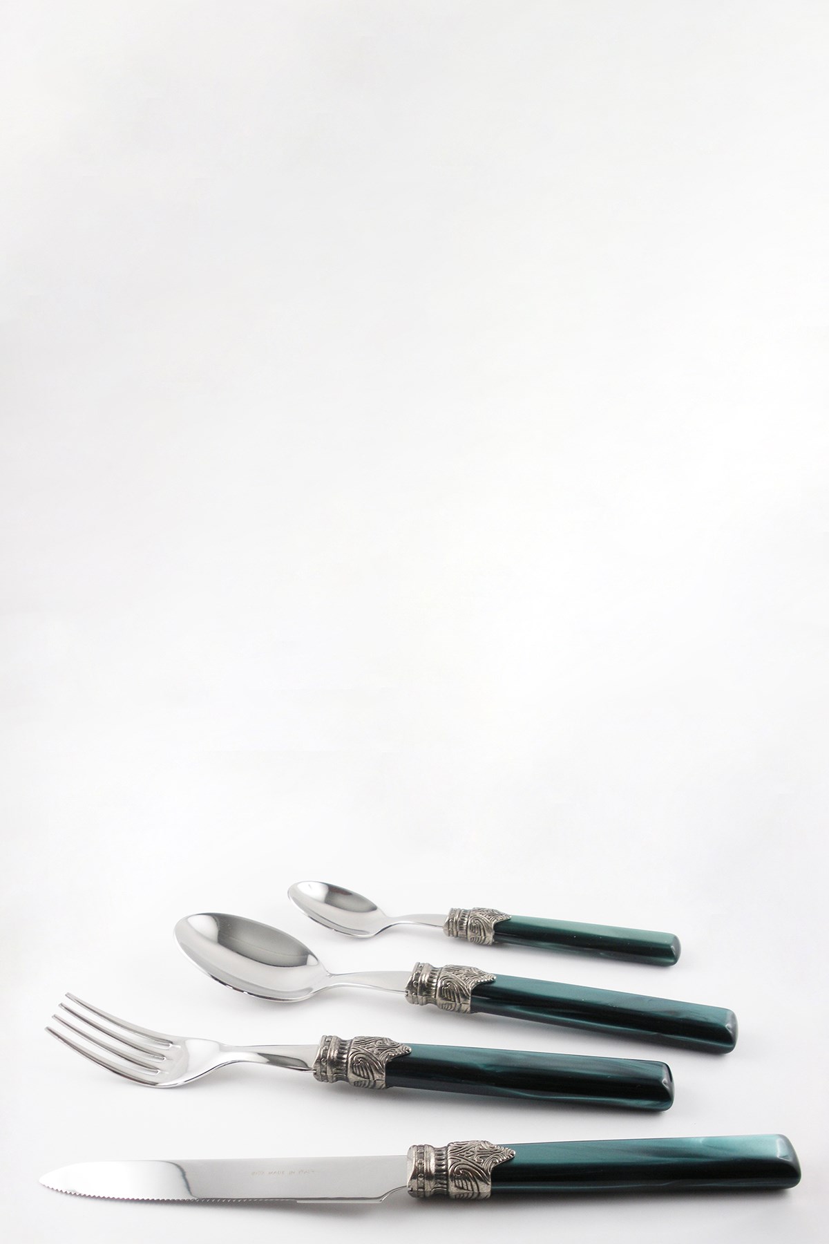 Rivadossi Set Of 24 Cutlery 'tosca' In Green