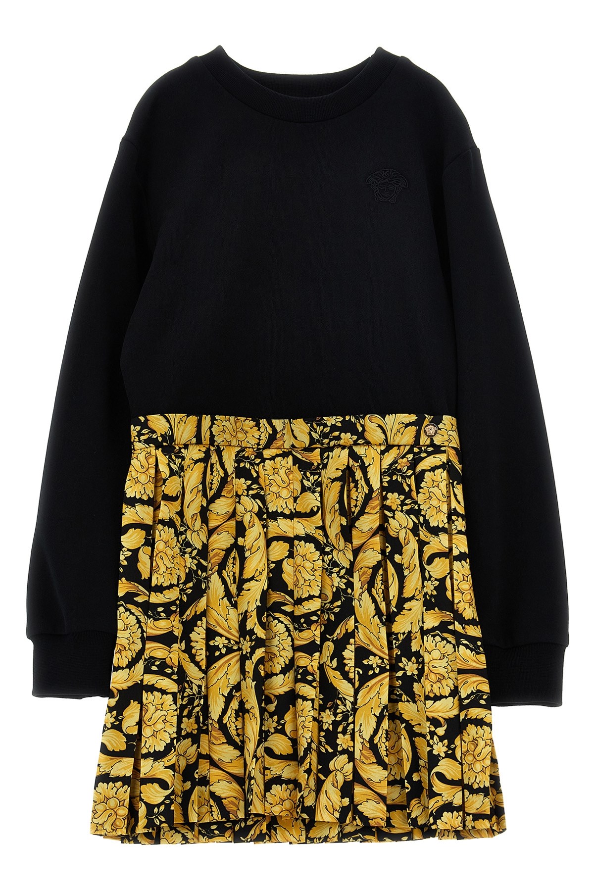 Versace Printed Cotton Sweat Dress In Yellow