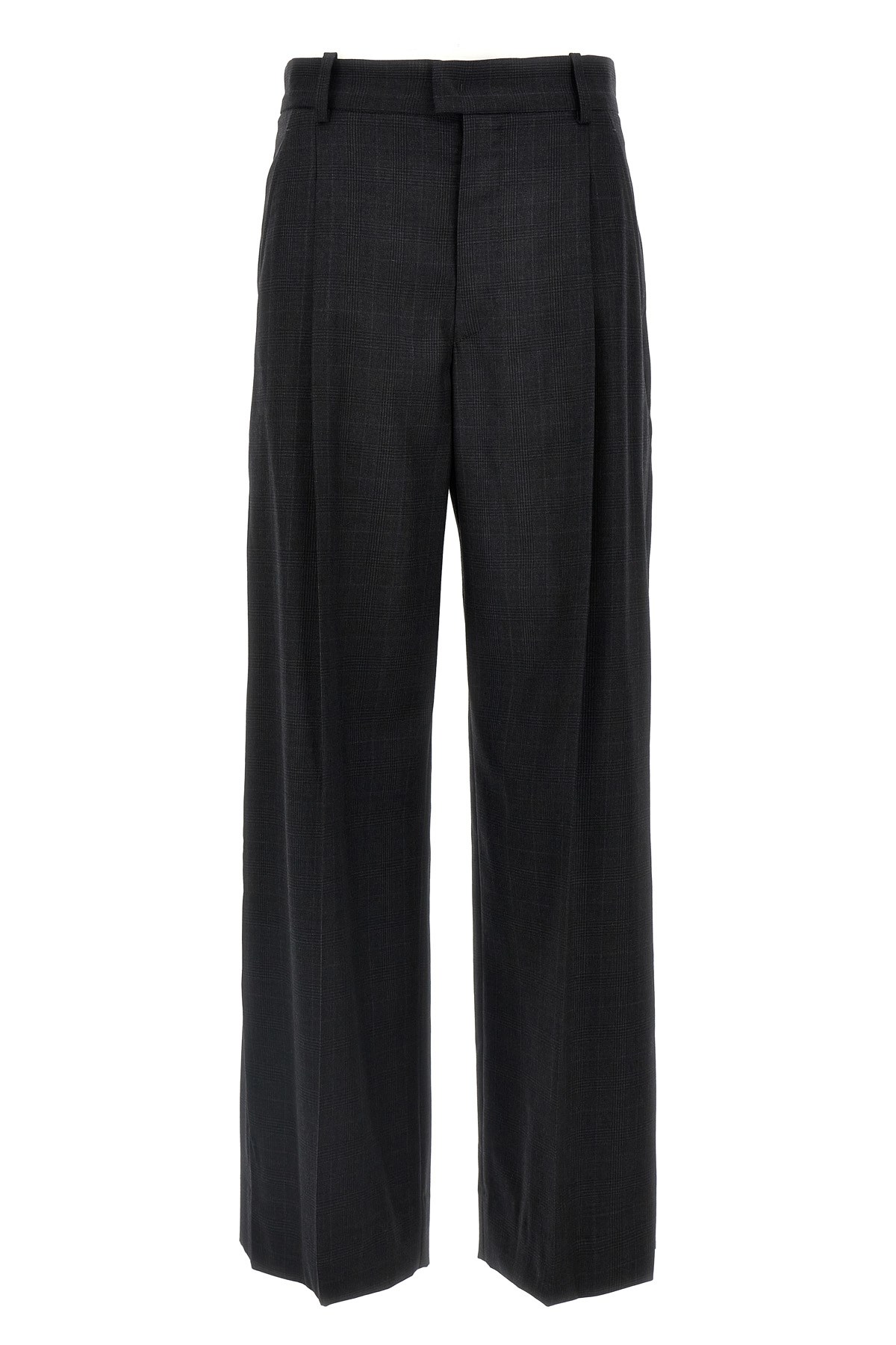 Isabel Marant 'romina' Grey High Waist Pants With Check Motif