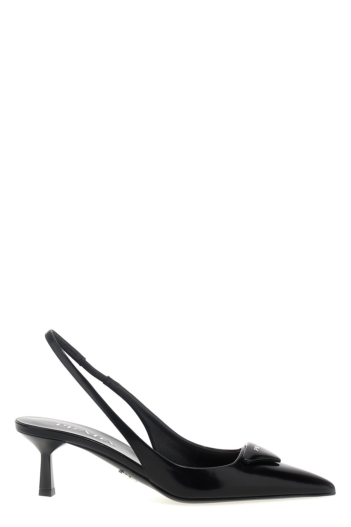 Prada 55mm Patent-leather Slingback Pumps In Black