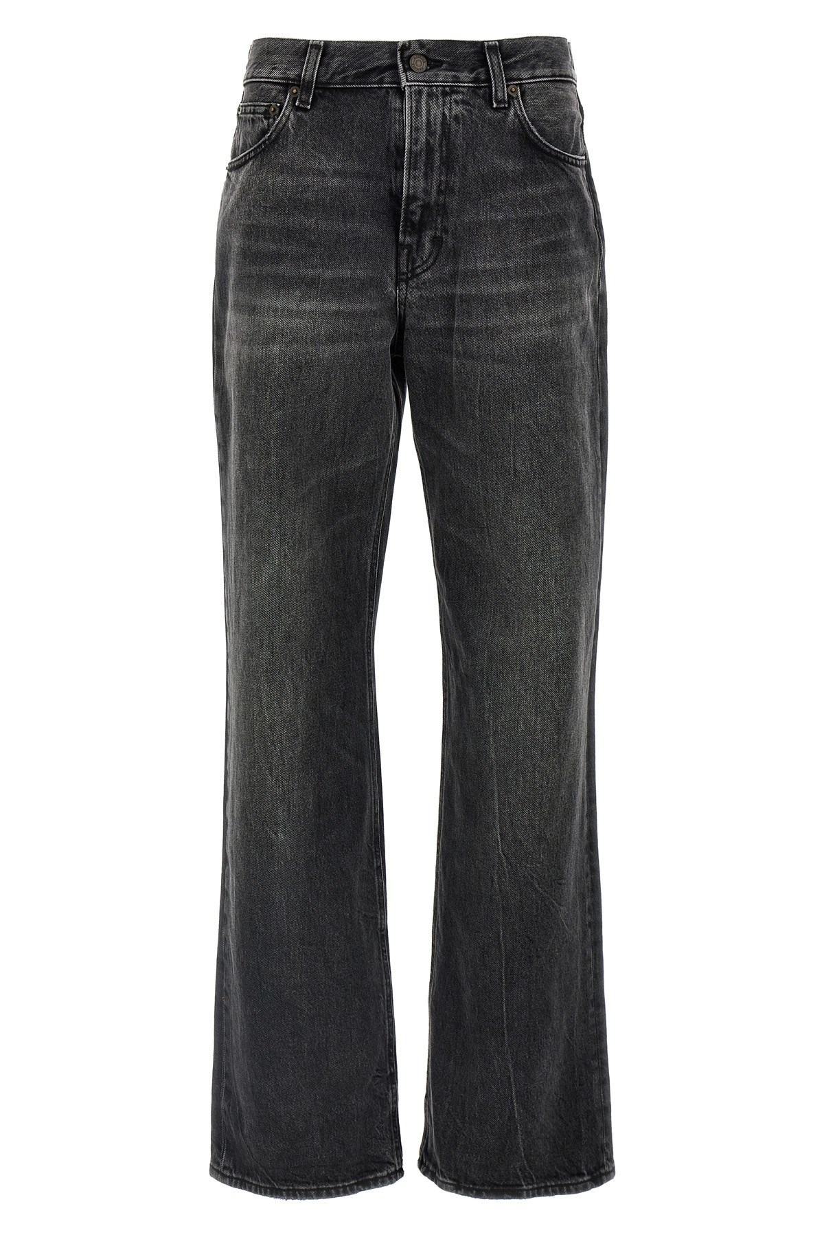 Haikure 'korea' Grey Jeans With Faded Effect And Logo Patch On The Back In Black