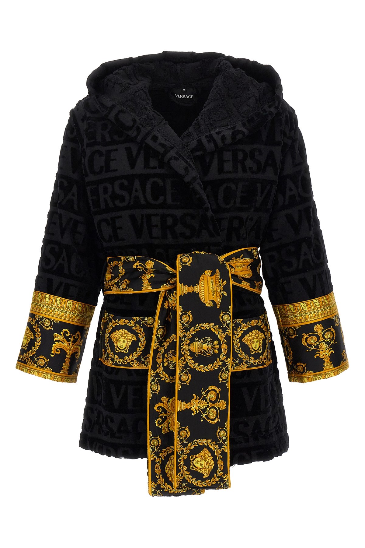 Versace Home 'i Heart Baroque' Short Bathrobe In Black