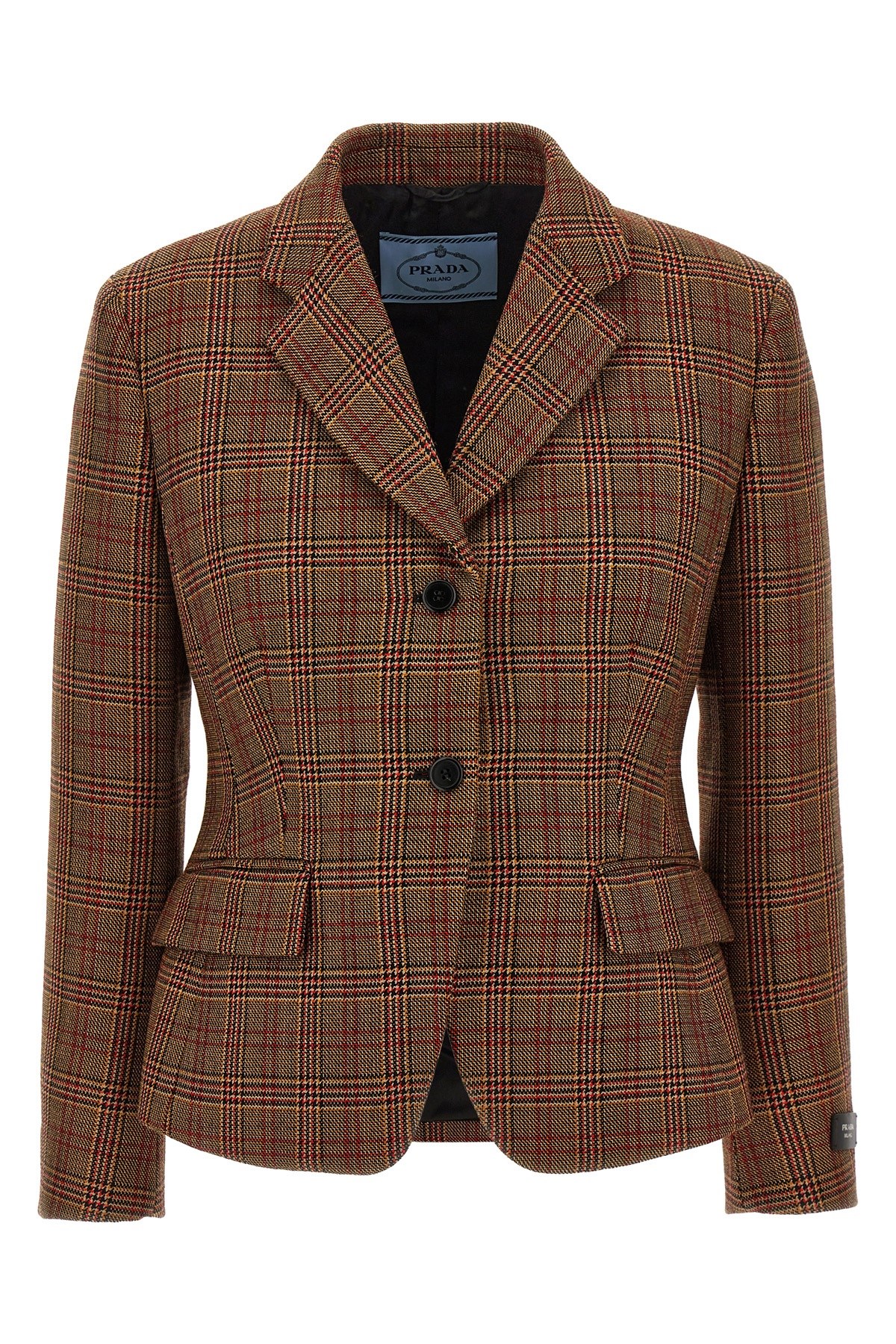 Prada Prince Of Wales Blazer Blazer And Suits Multicolor In Brown