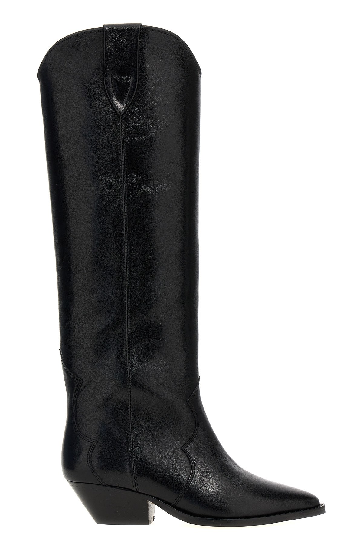 Isabel Marant Denvee Black Knee-high Boots With Medium Block Heel In Leather Woman In Black