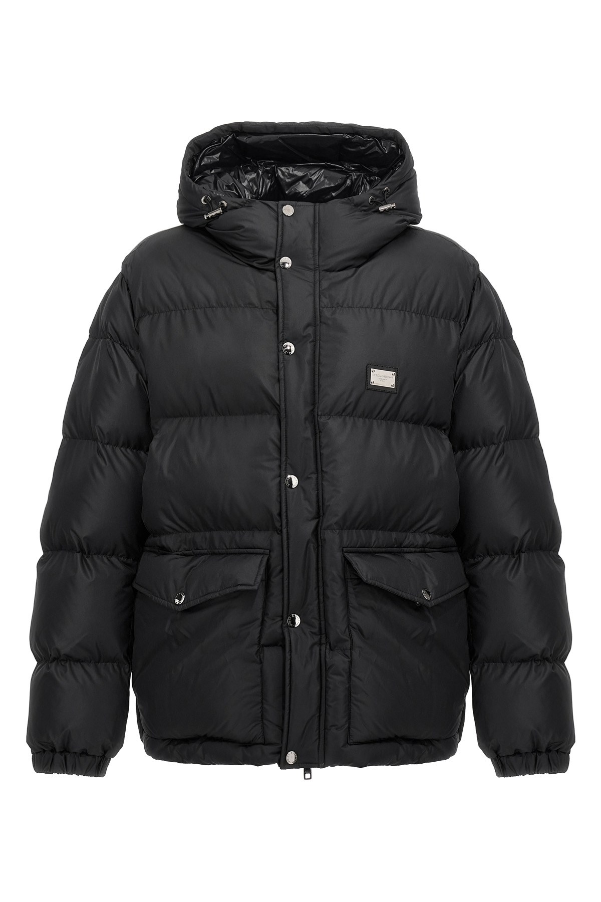 Dolce & Gabbana Puffy Black Coat With High Collar In Black