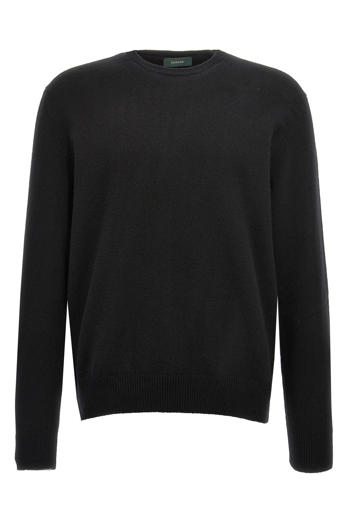Zanone Ribbed Crewneck Sweater With Long Sleeves In Black