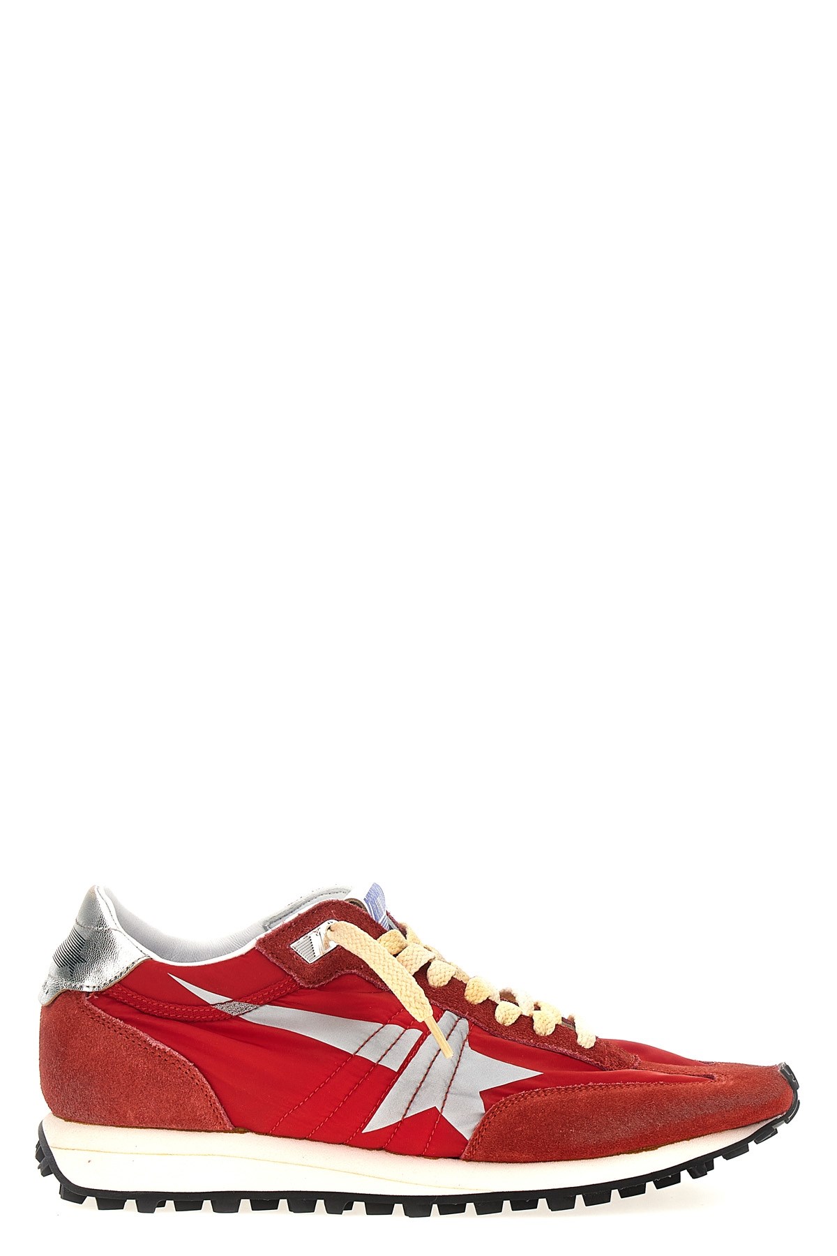 Golden Goose Marathon Sneakers With Red Nylon Upper And Silver Star Shoes In Red