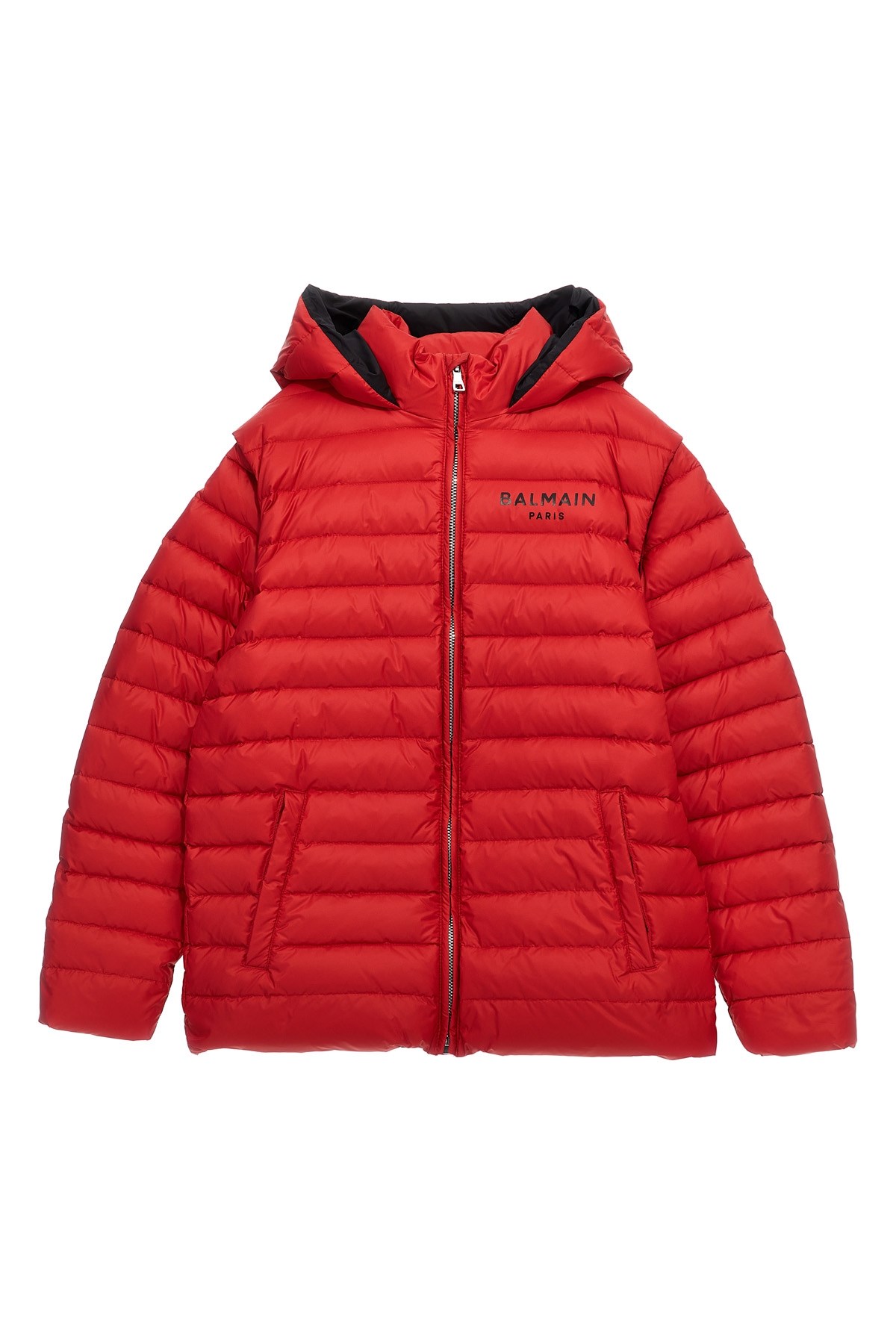 BALMAIN BALMAIN KIDS LONG LOGO PRINT DOWN JACKET
