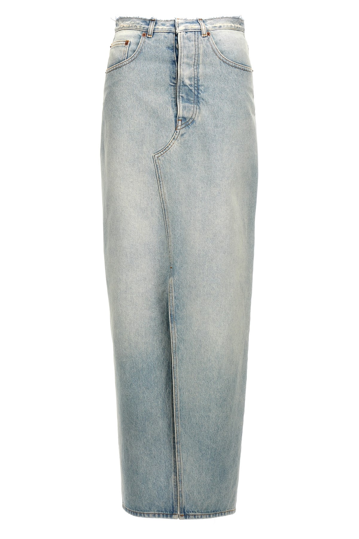 Mm6 Maison Margiela Mm6 By Maison Margiela Long Cotton Denim Skirt With Front