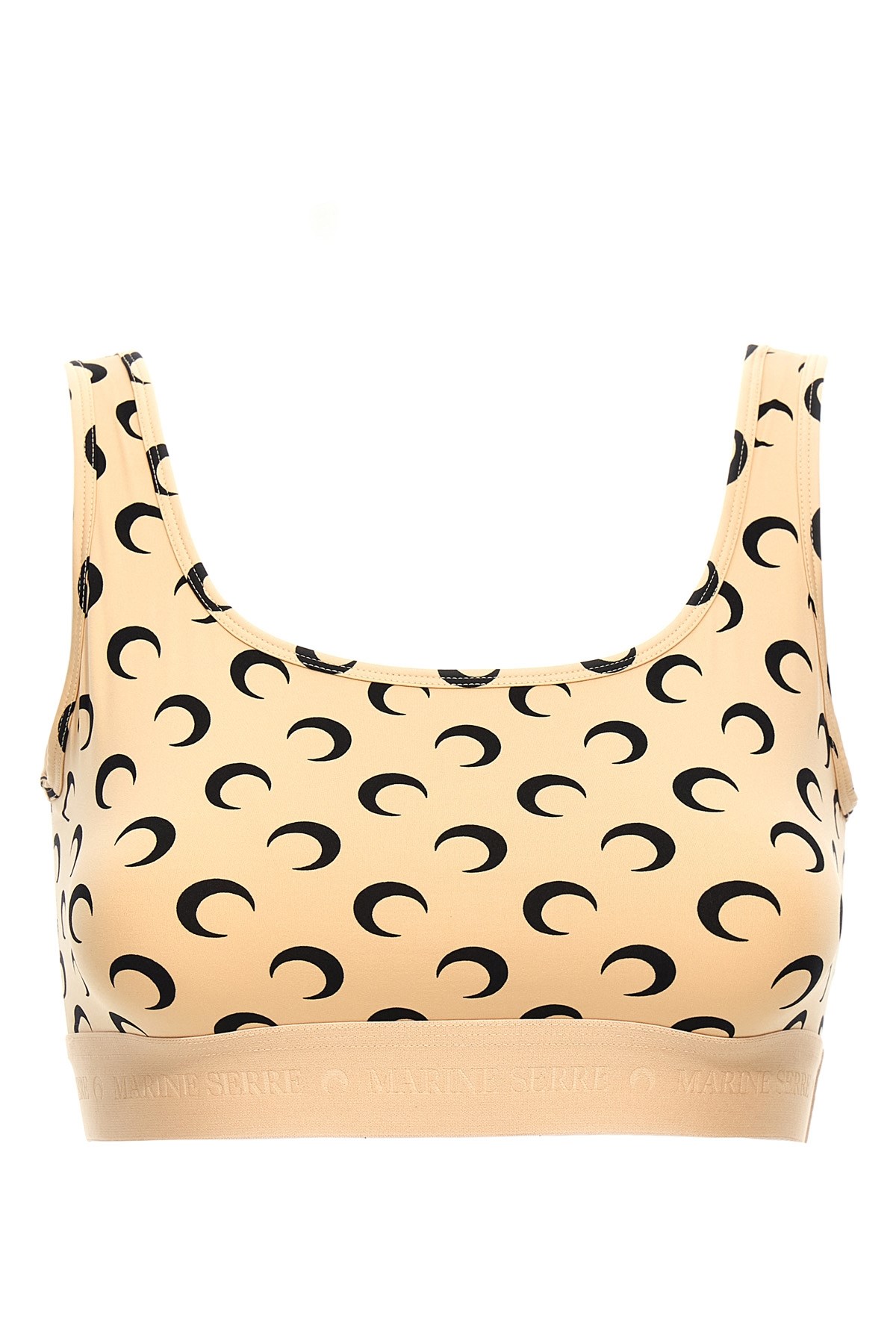 Marine Serre Beige Top With All-over Crescent Moon Print In Gold