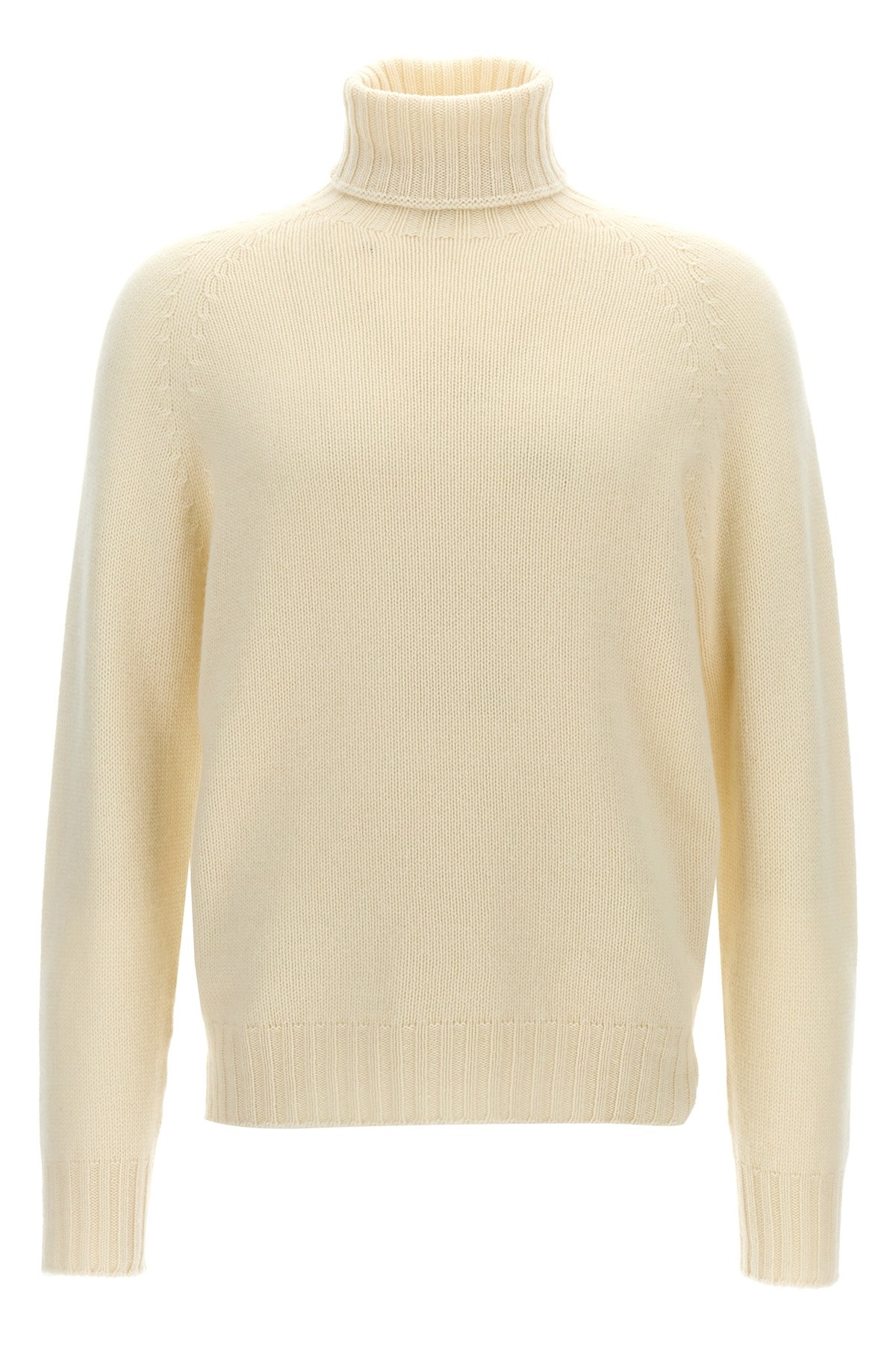 Ma'ry'ya Textured Knit Wool Blend Sweater With Turned-up Turtleneck In Neutral