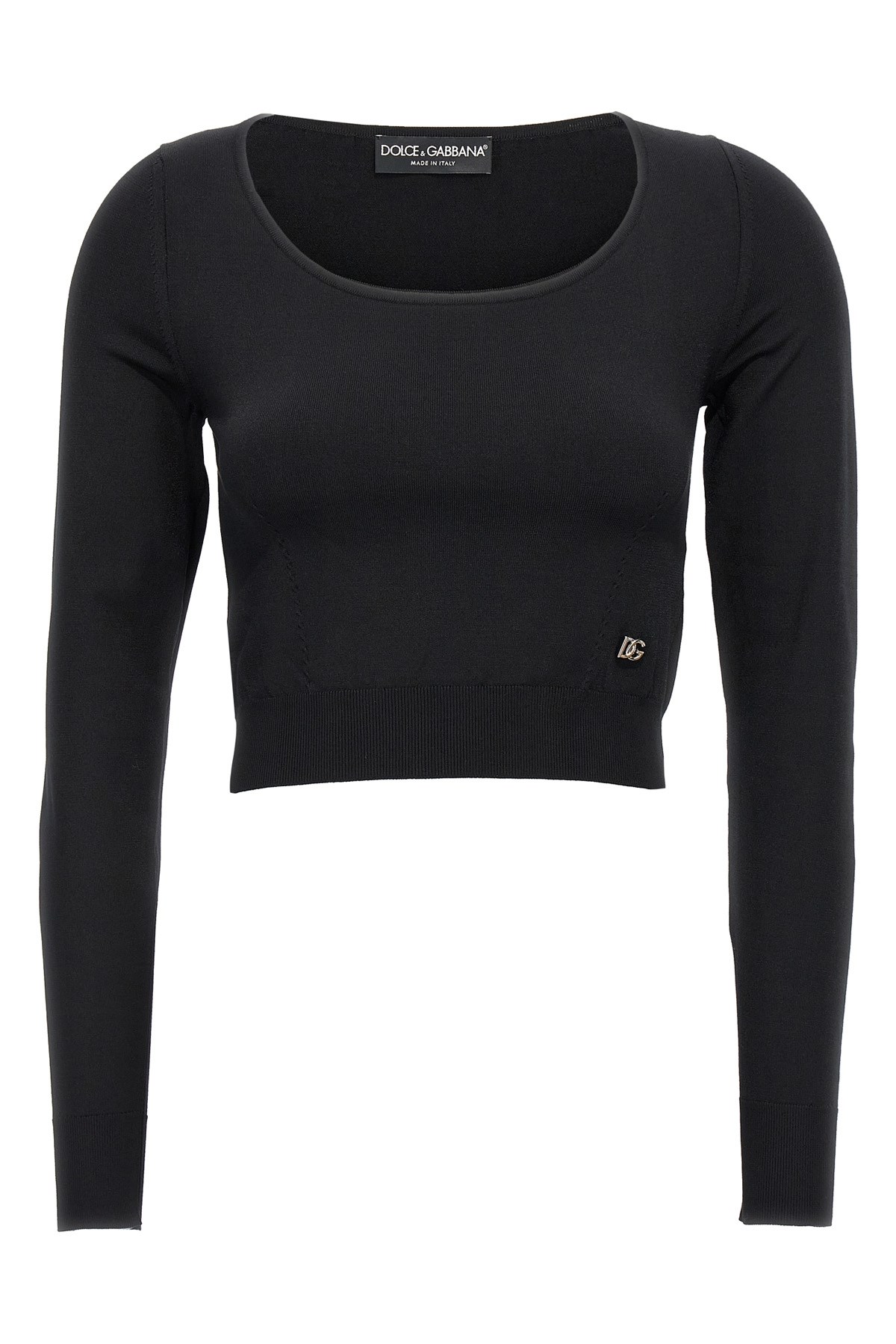 Dolce & Gabbana Black Ribbed Mini Cropped Top