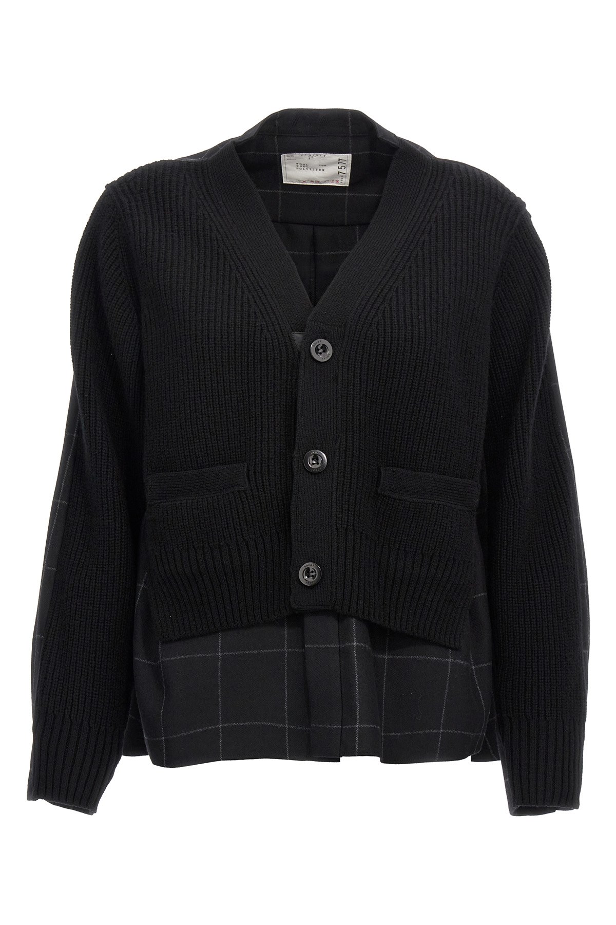 SACAI SACAI 'WINDOWPANE KNIT' CARDIGAN