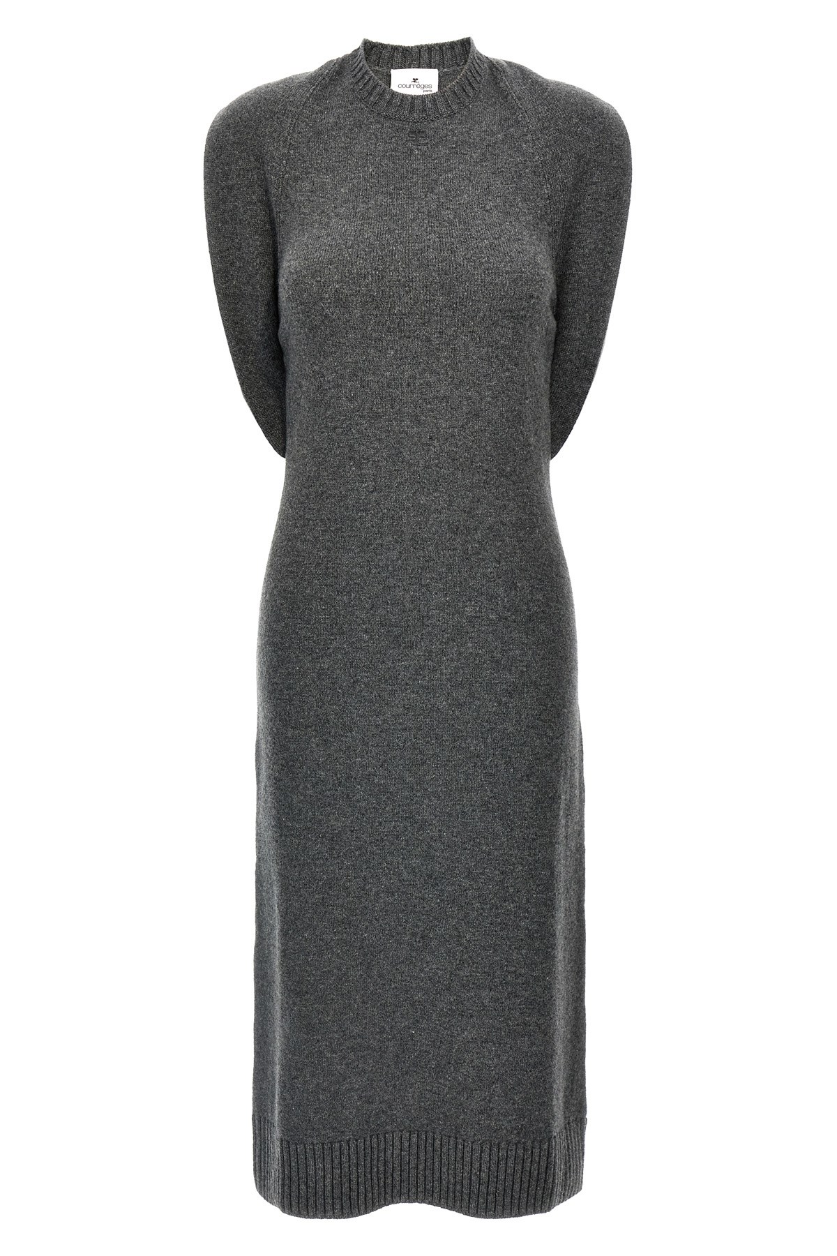 Courrèges Draped Shoulder Sleeveless Knit Midi Dress