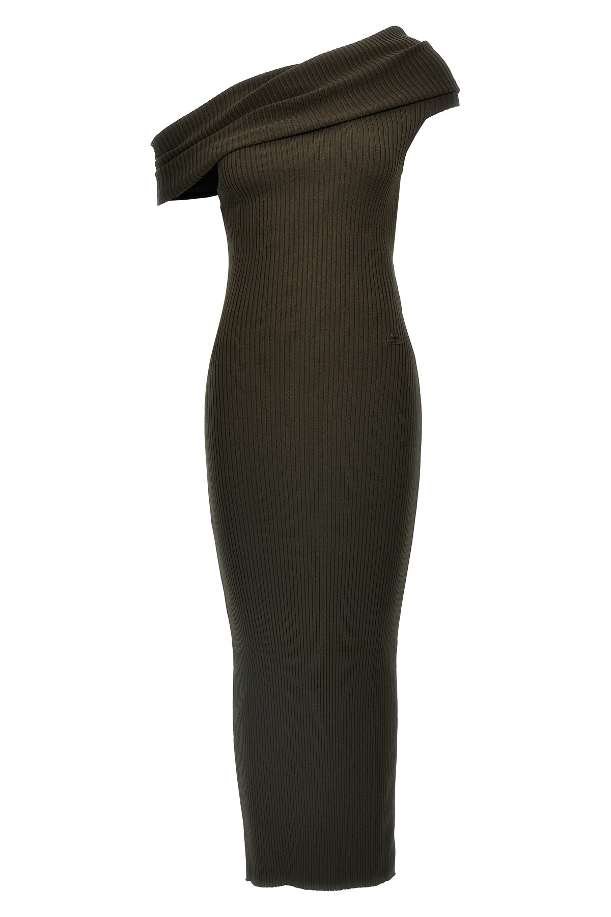 Courrèges Twist Rib Knit Long Dresses In Green