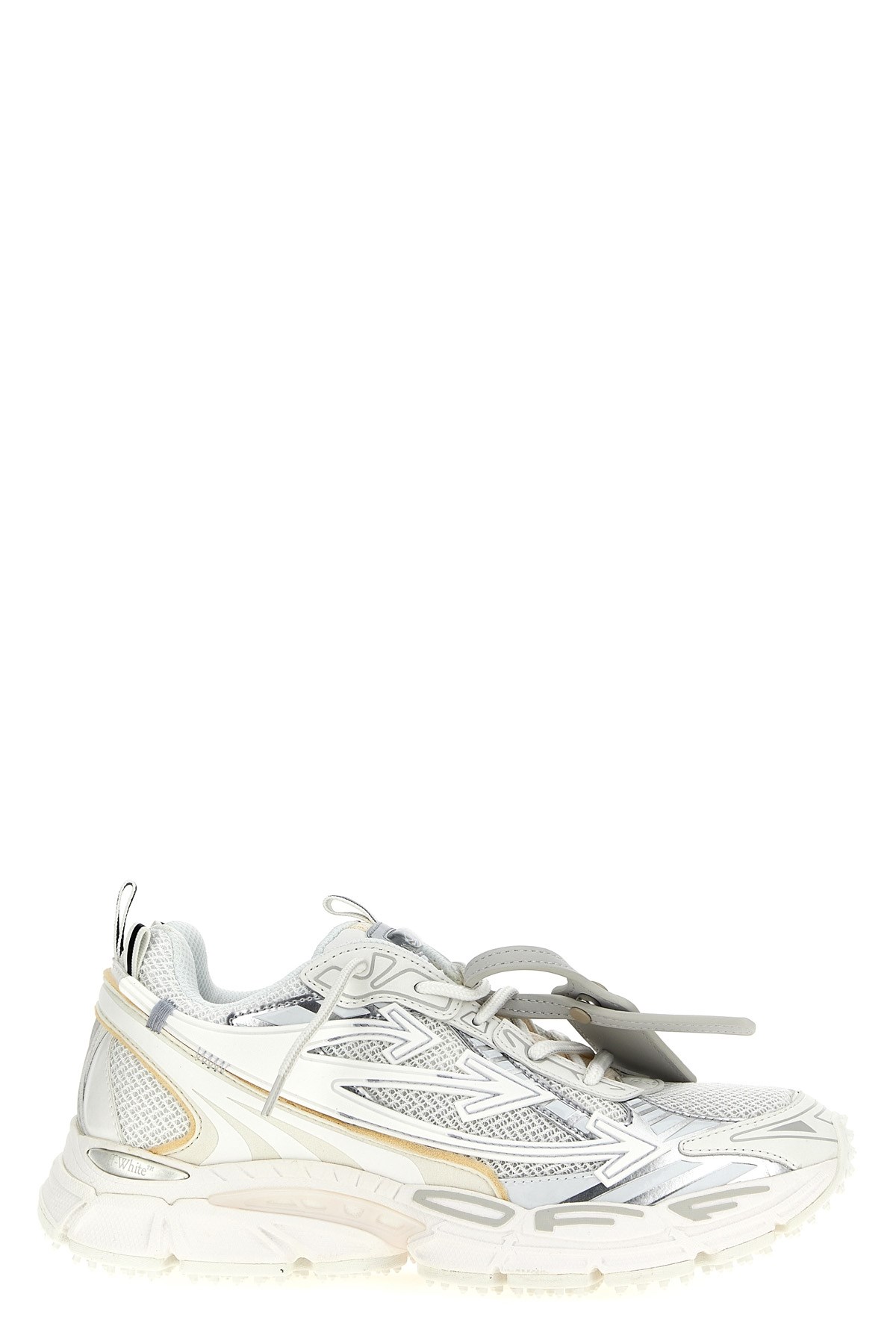 Off-white Light Grey And Silver Sneakers With Mesh In White
