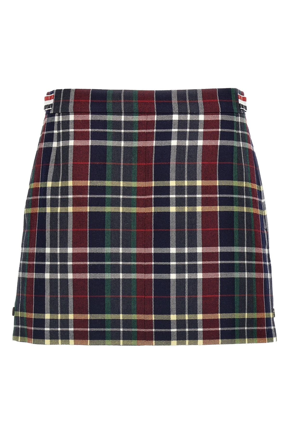 Thom Browne Checked Grosgrain-trimmed Wool-twill Mini Skirt In Multi