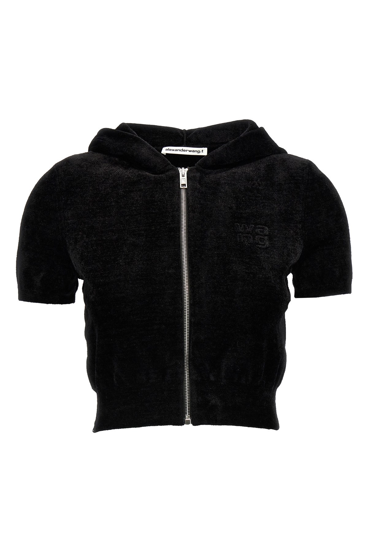 Alexander Wang T T By Alexander Wang Logo Chenille Cropped Hoodie