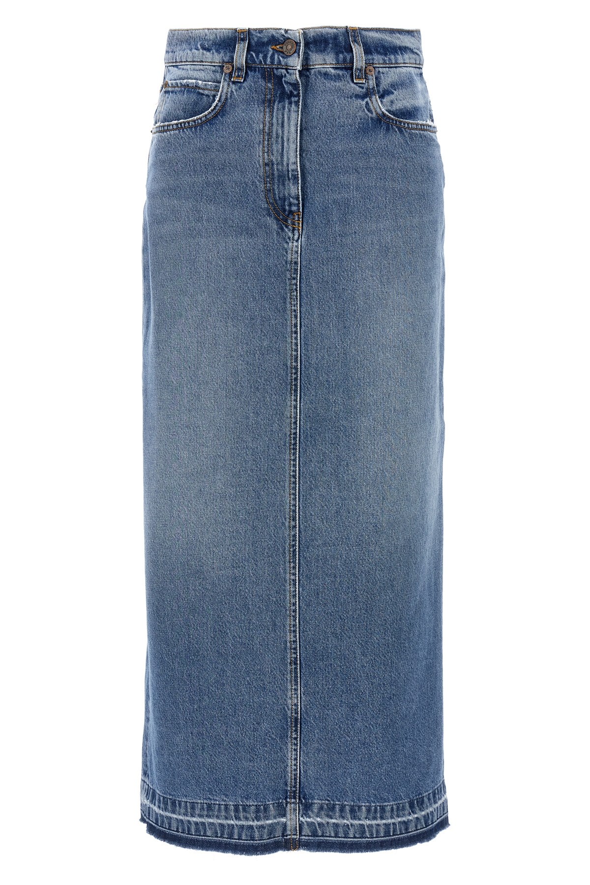Fortela Long Back Slit Denim Skirt