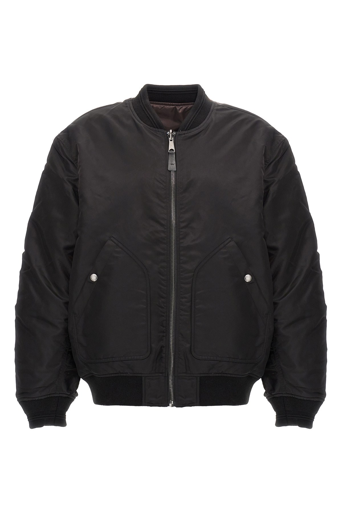 Diesel Classic Black Nylon Bomber Jacket With Zip And Side Pockets In Black