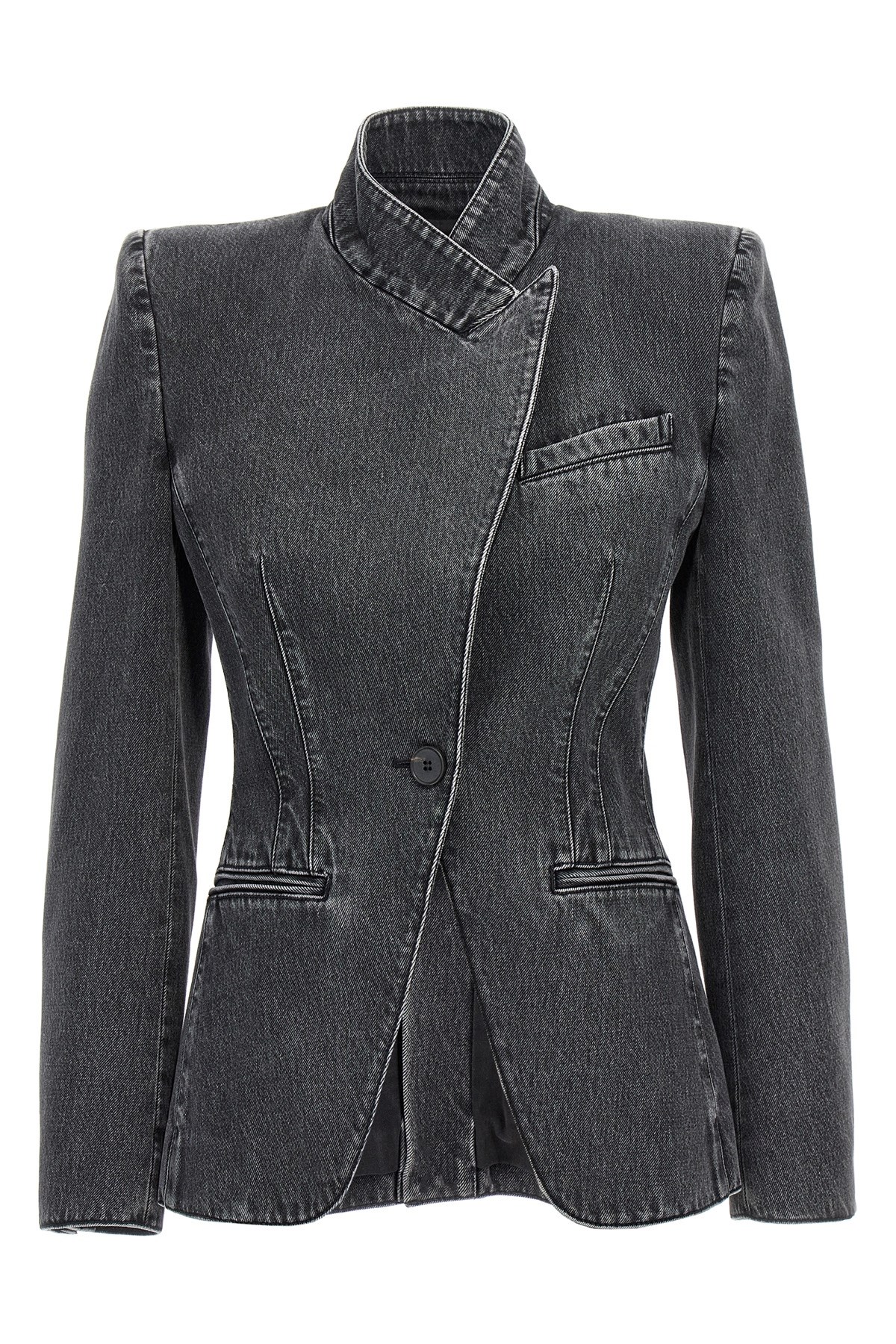 ALEXANDER MCQUEEN MCQUEEN DECONSTRUCTED DENIM BLAZER