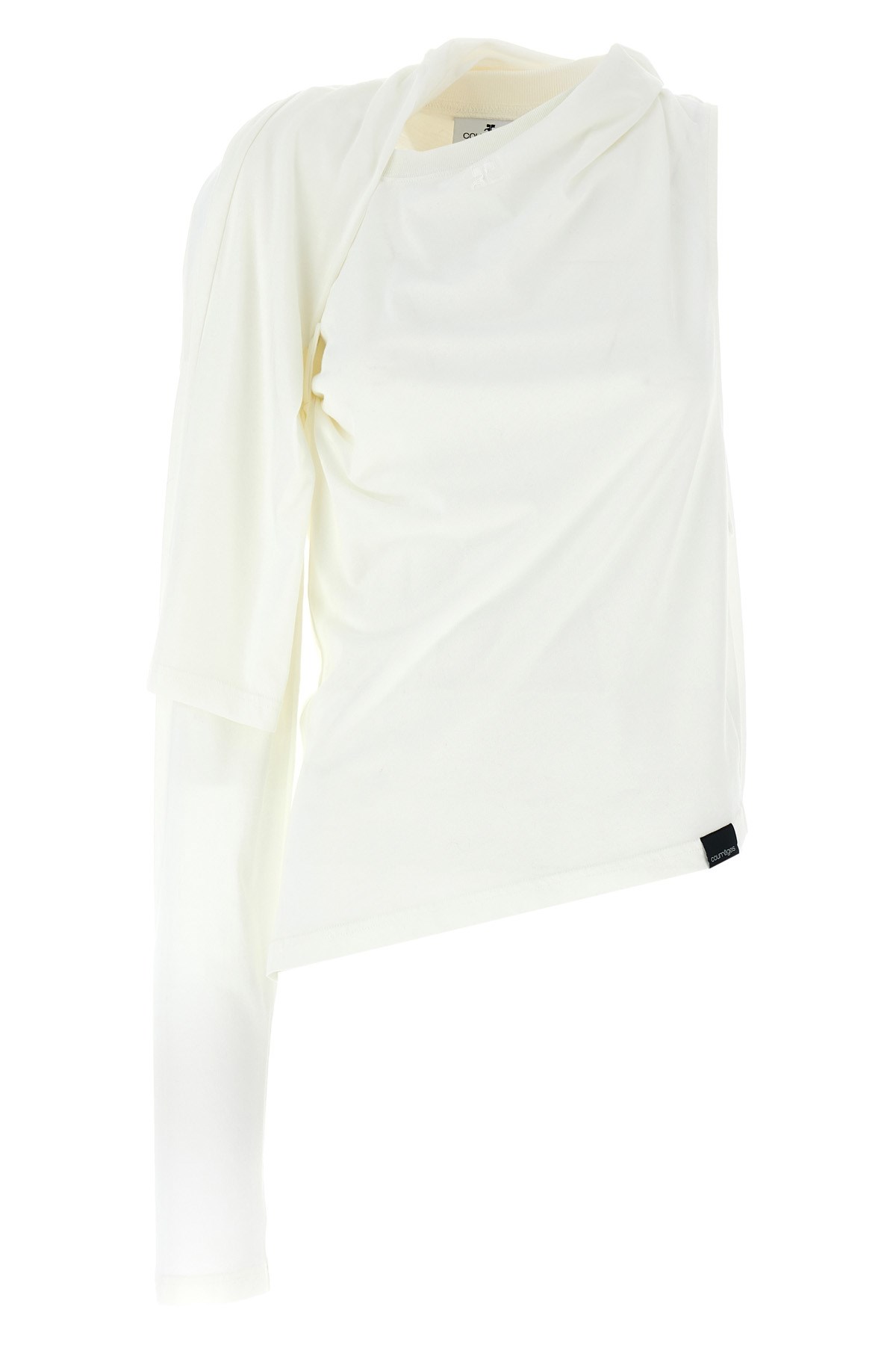 Courrèges White Asymmetries Off The Shoulder T-shirt In Multi