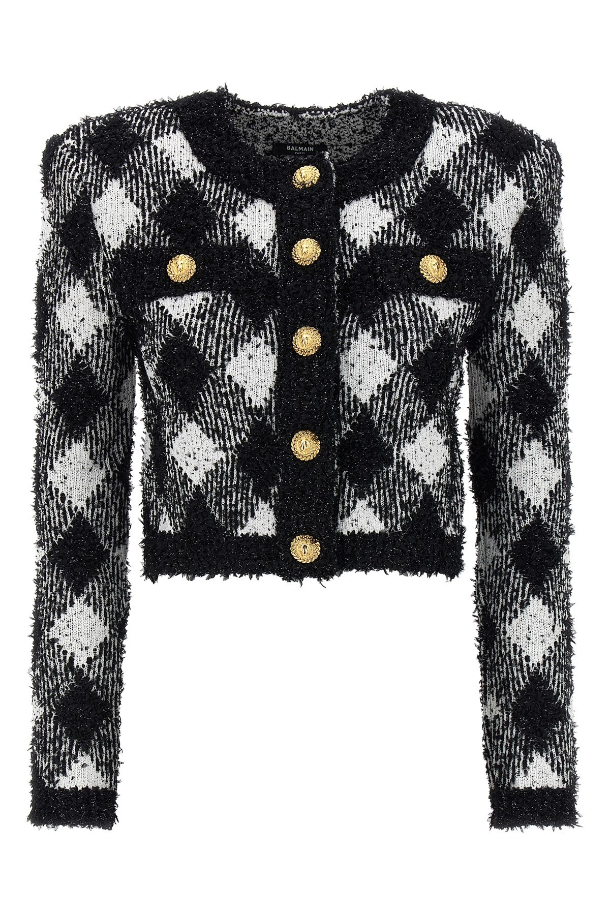Shop Balmain Vichy Tweed Short Jacket