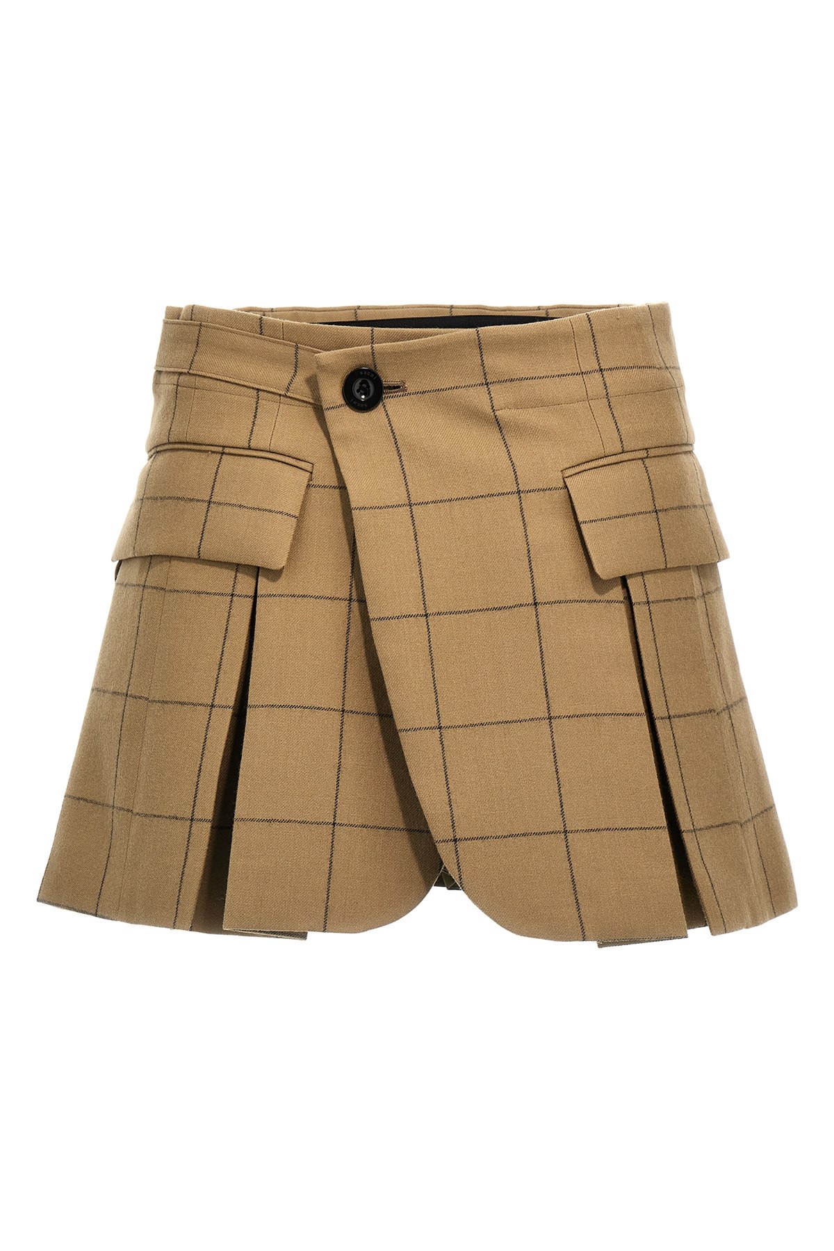 Sacai Checkered Skort With Front Pleats And Pockets