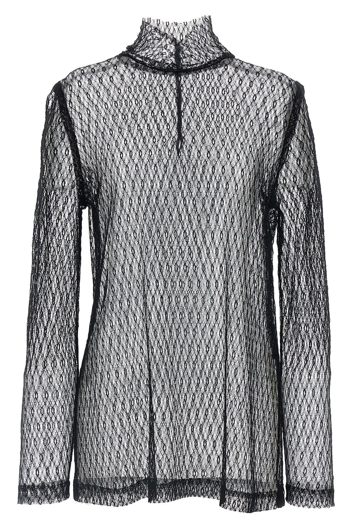 Dolce & Gabbana Delicate High Neck Mesh Blouse In Black