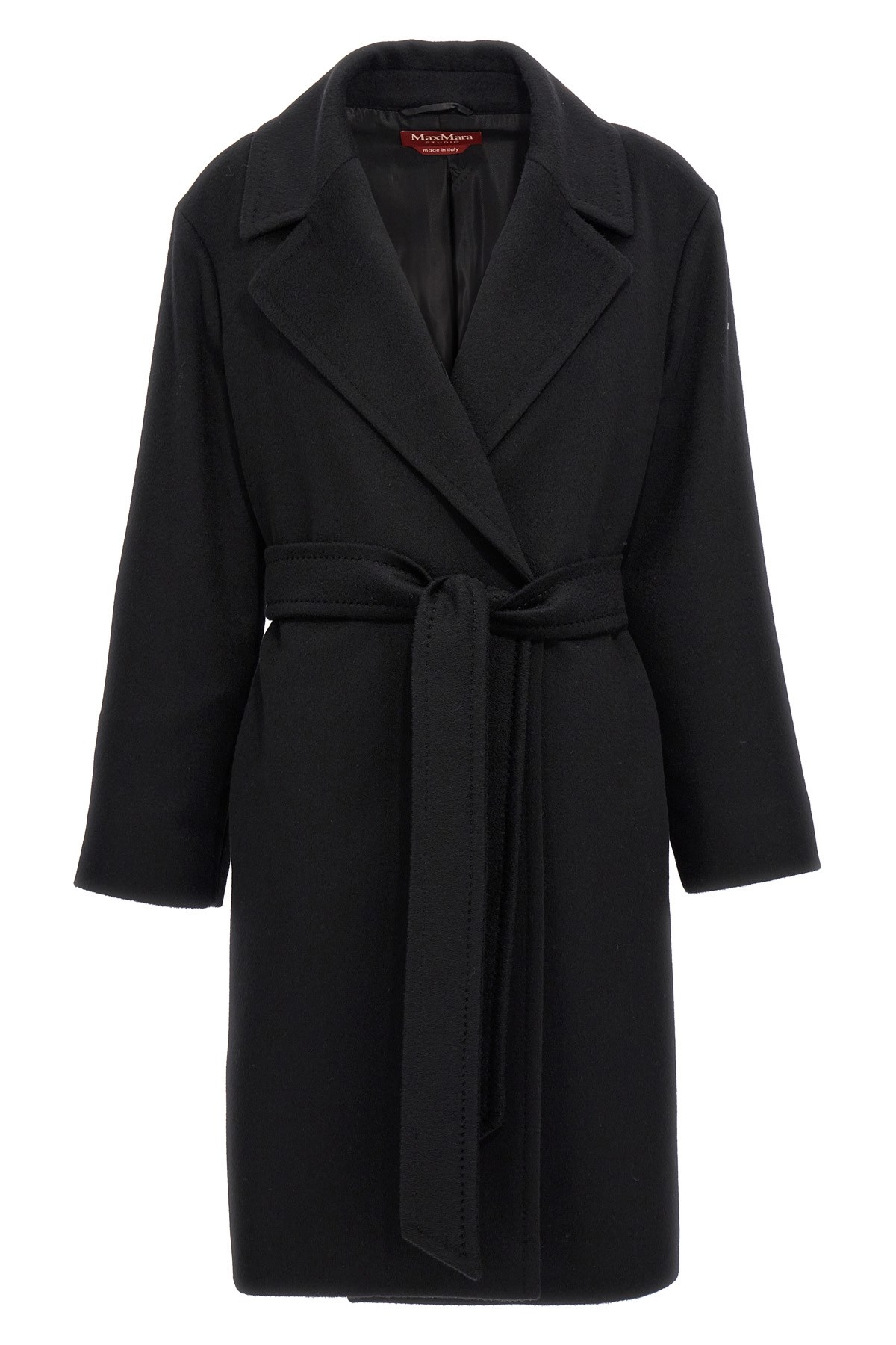 Max Mara Totem Wrap Coat In Black