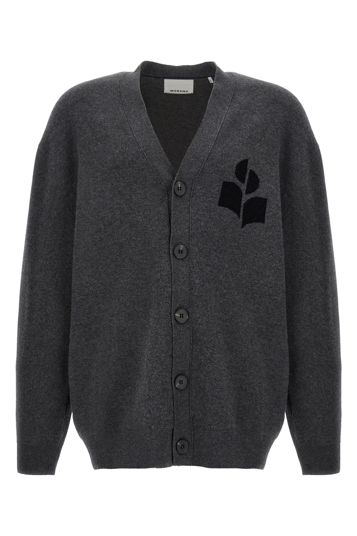 Isabel Marant Logo-intarsia Cardigan In Gray