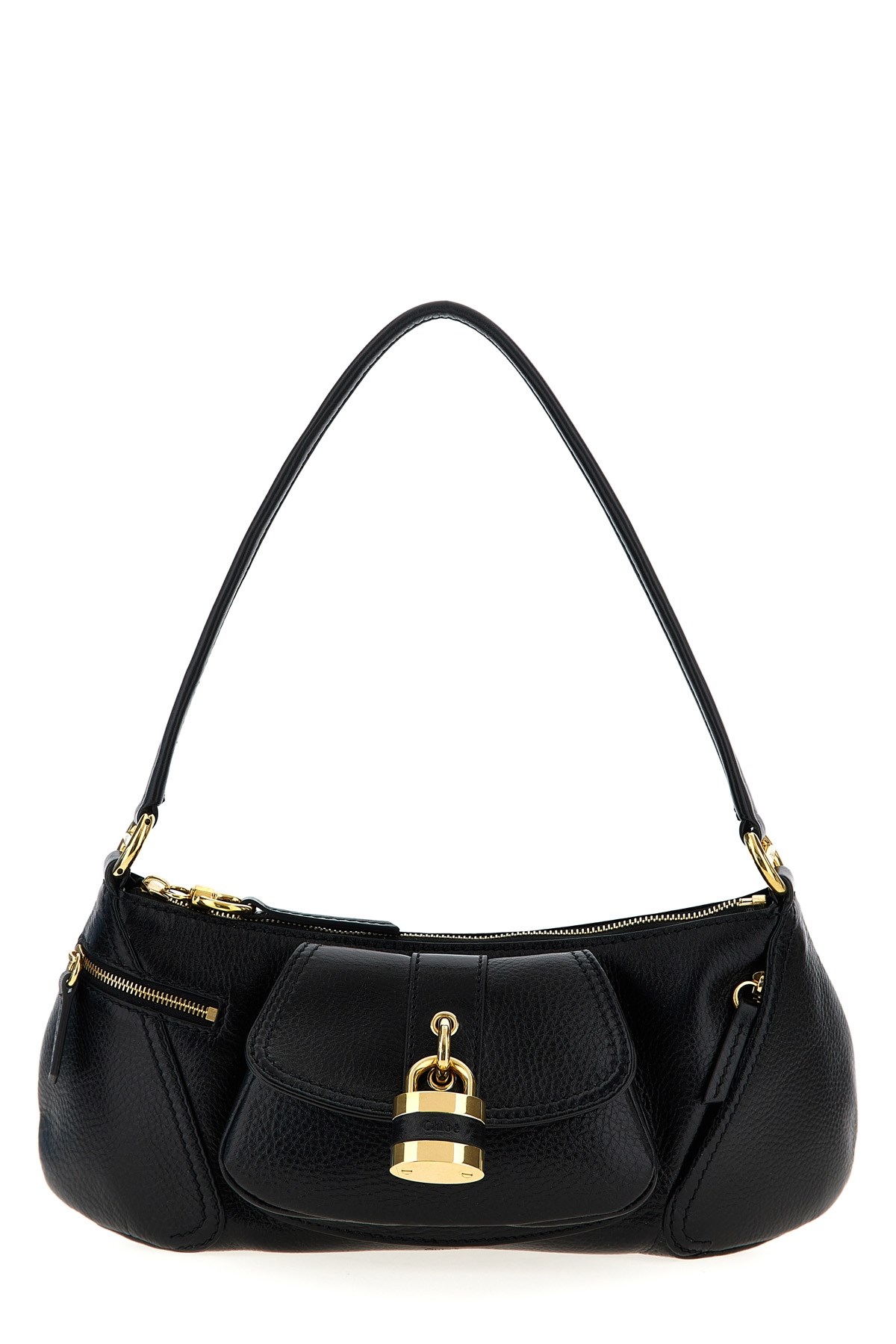 Chloé The 99 Shoulder Bag In Shiny Grained Calfskin In Black