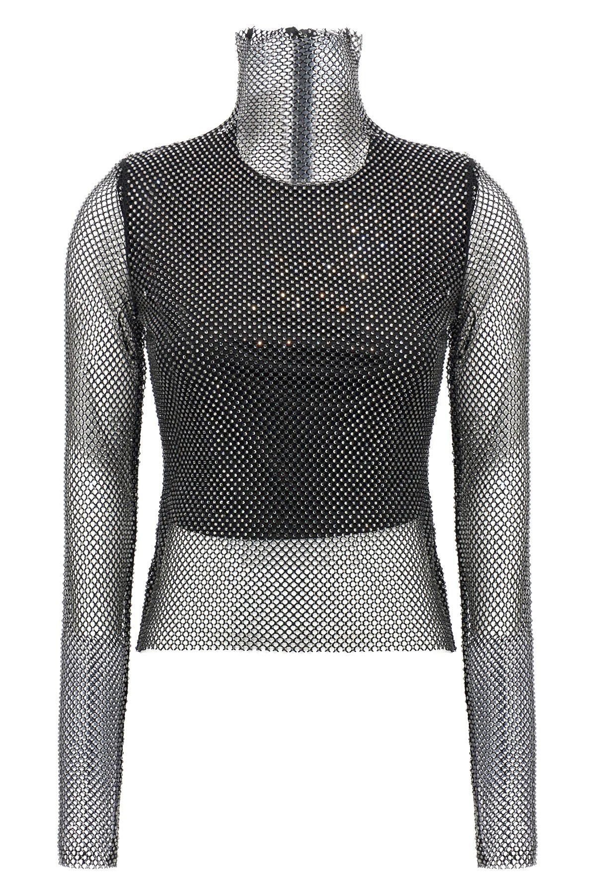 Sportmax Valdai Embellished Fishnet Crop Top