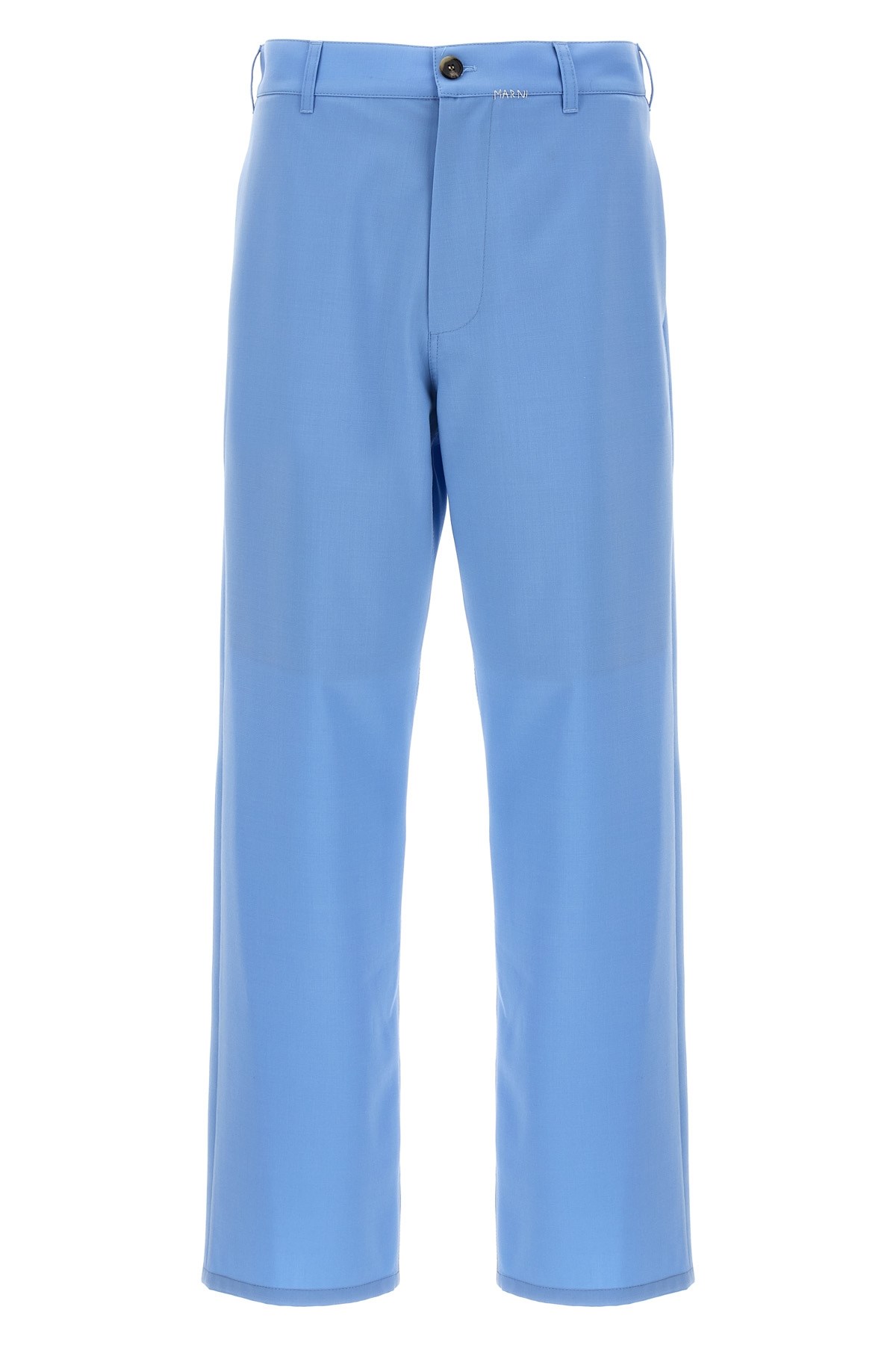 Marni Logo Embroidered Pants With Pockets And Loops In Blue