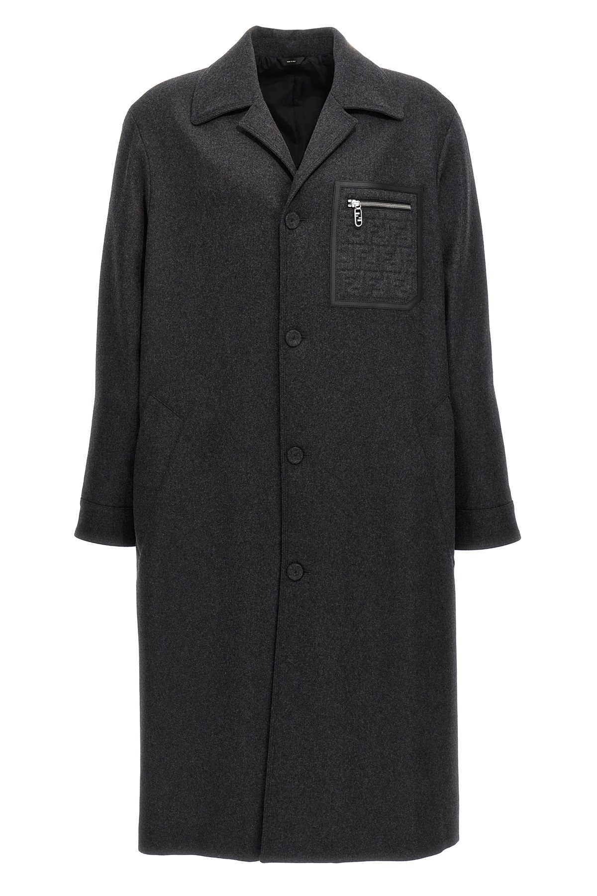 Fendi Single-breasted Cashmere Coat In Black
