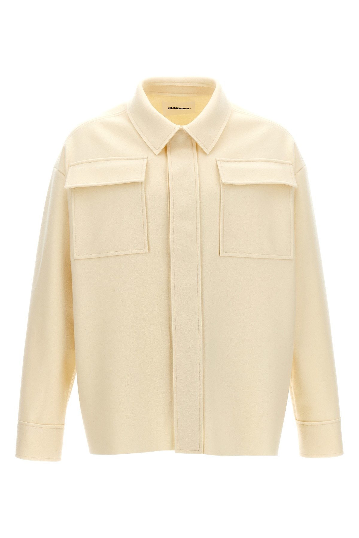 Jil Sander Wool Blend Shirt With Button Closure In Neutral