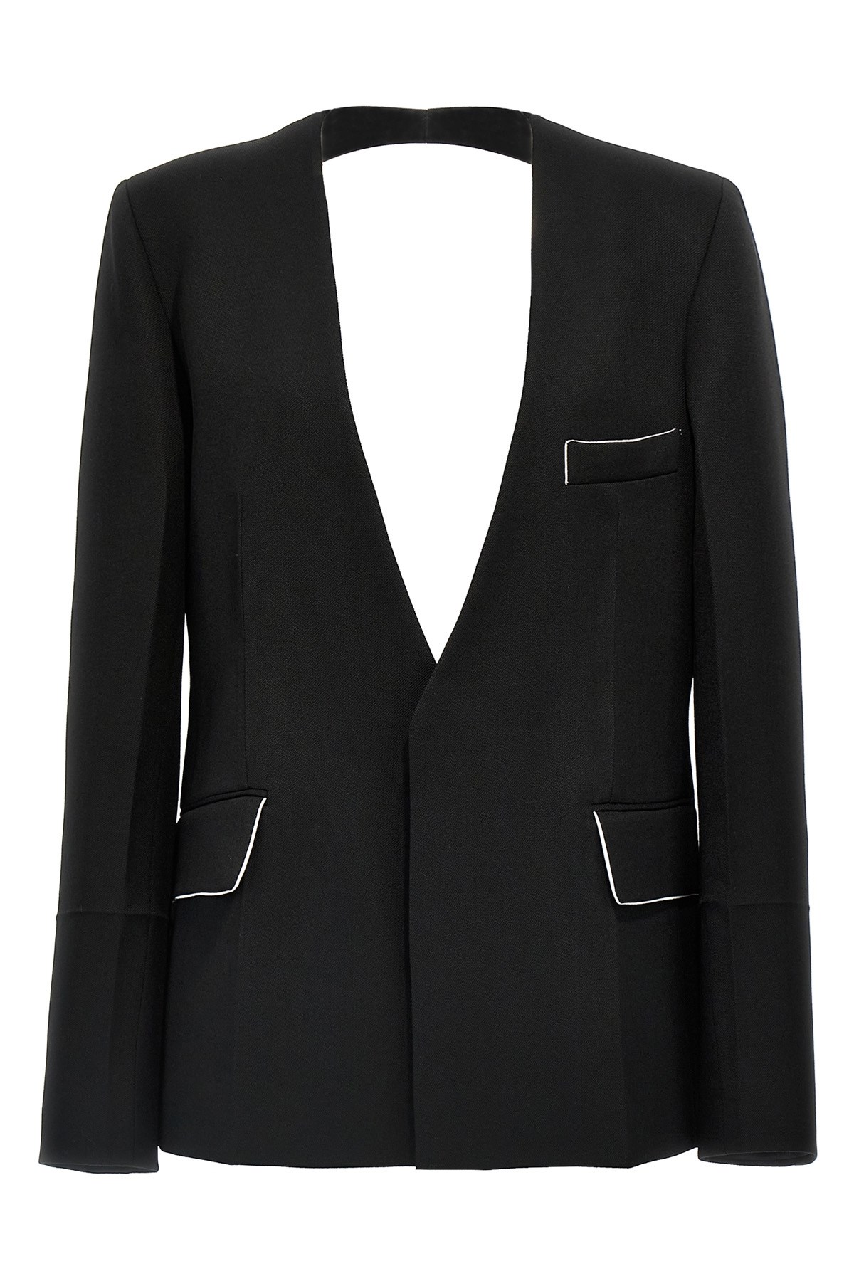 Victoria Beckham Backless Single-breasted Shrunken Collarless Jacket