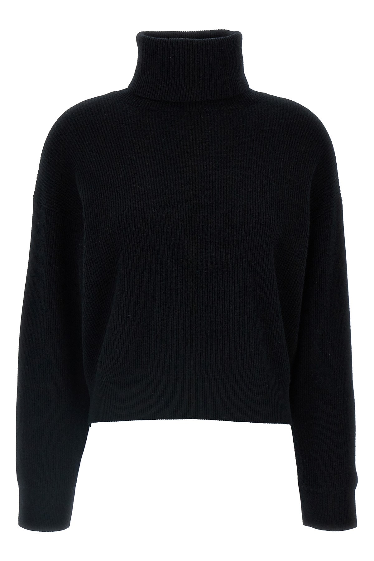 Brunello Cucinelli Black Virgin Wool, Cashmere And Silk Turtleneck Sweater In Black