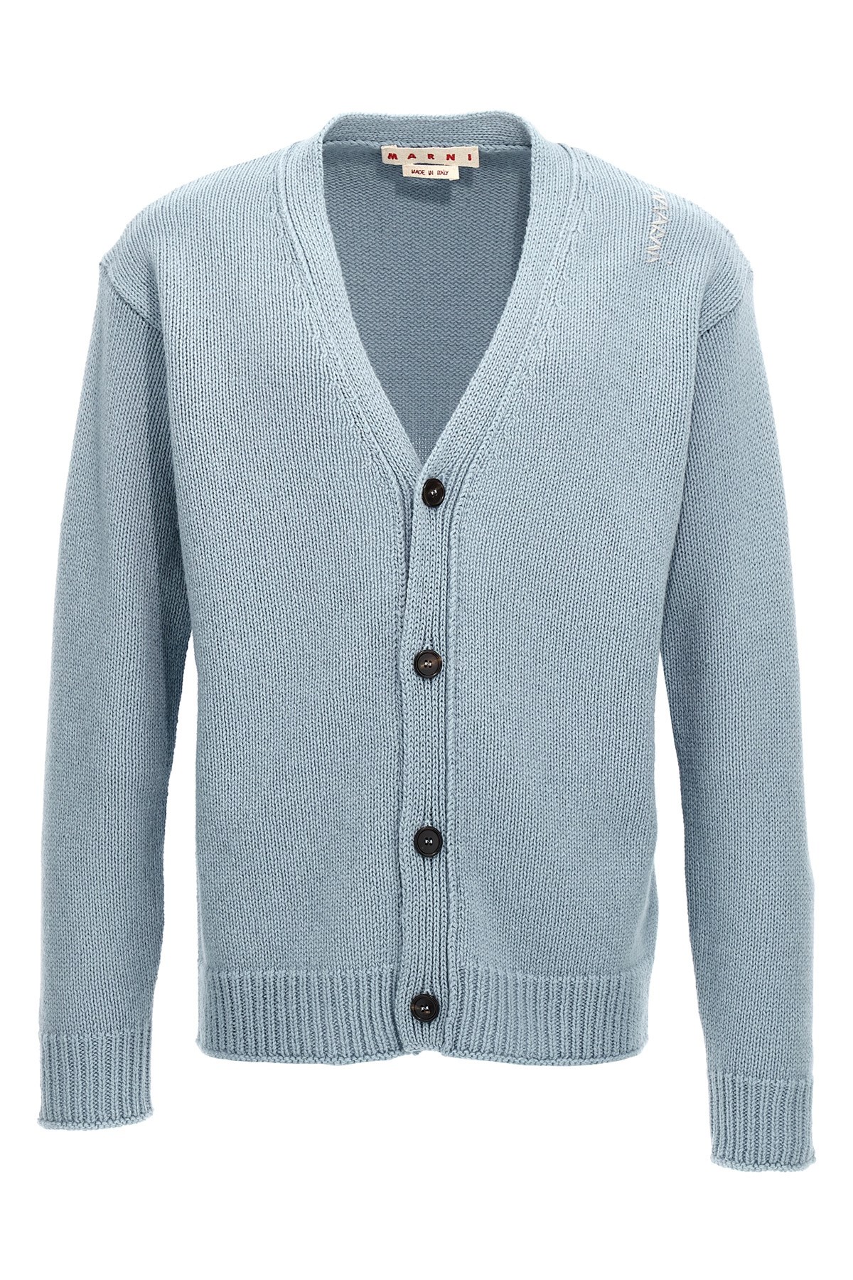Marni Classic Wool Cardigan With Button Closure In Blue