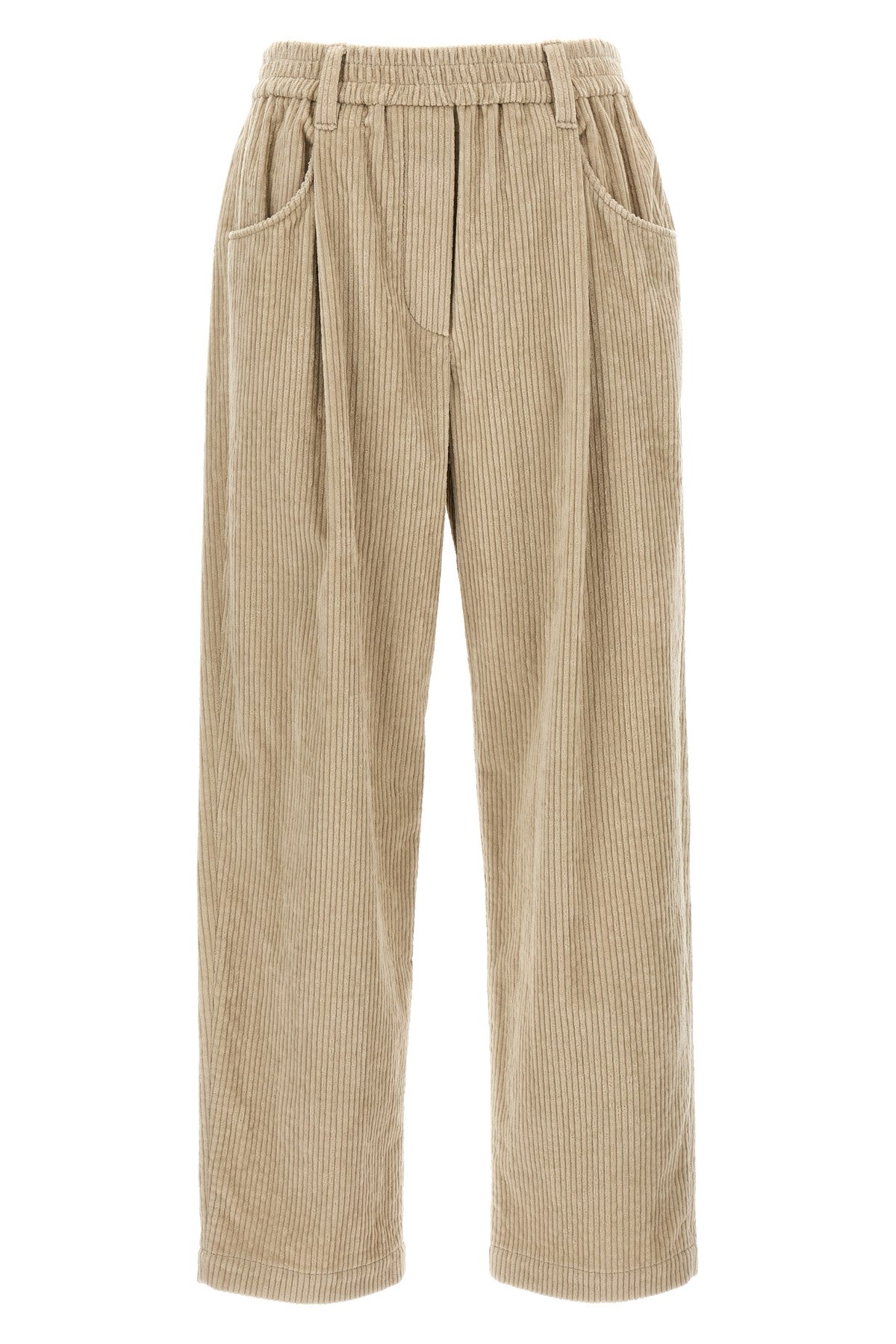 Brunello Cucinelli Corduroy Trousers Pants Beige In Brown