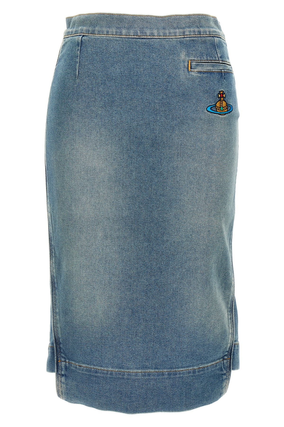 Vivienne Westwood Logo Embroidery Denim Skirt