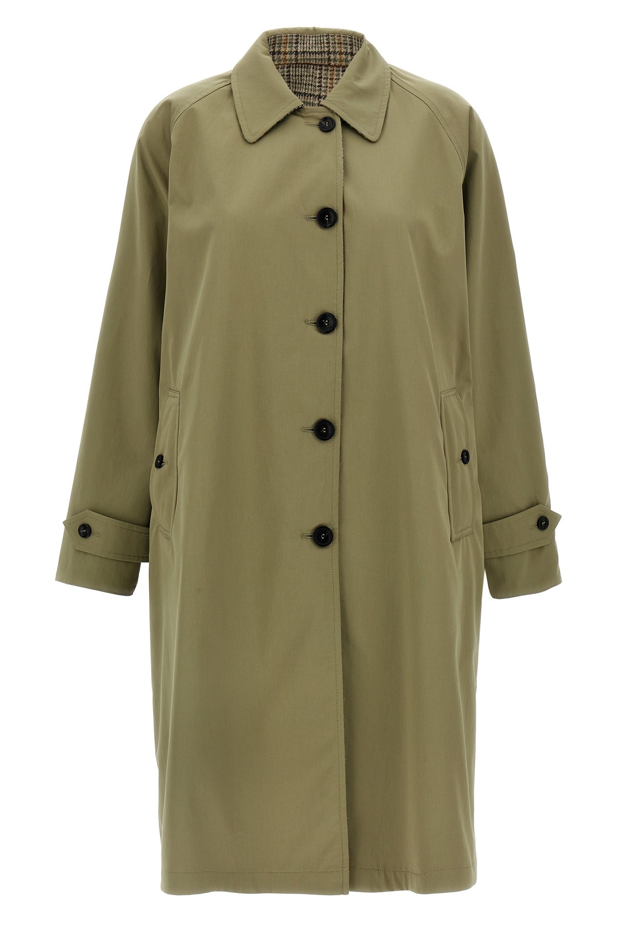Fortela Multicolor Stanford Reversible Trench Coat In Green