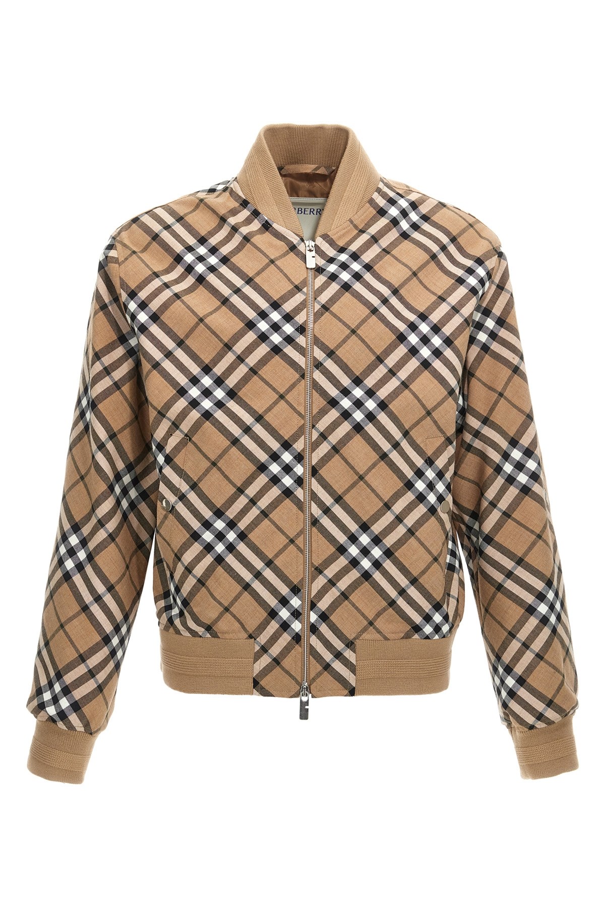 Burberry Mens Linden Ip Check Check-pattern Relaxed-fit Wool-blend Bomber Jacket