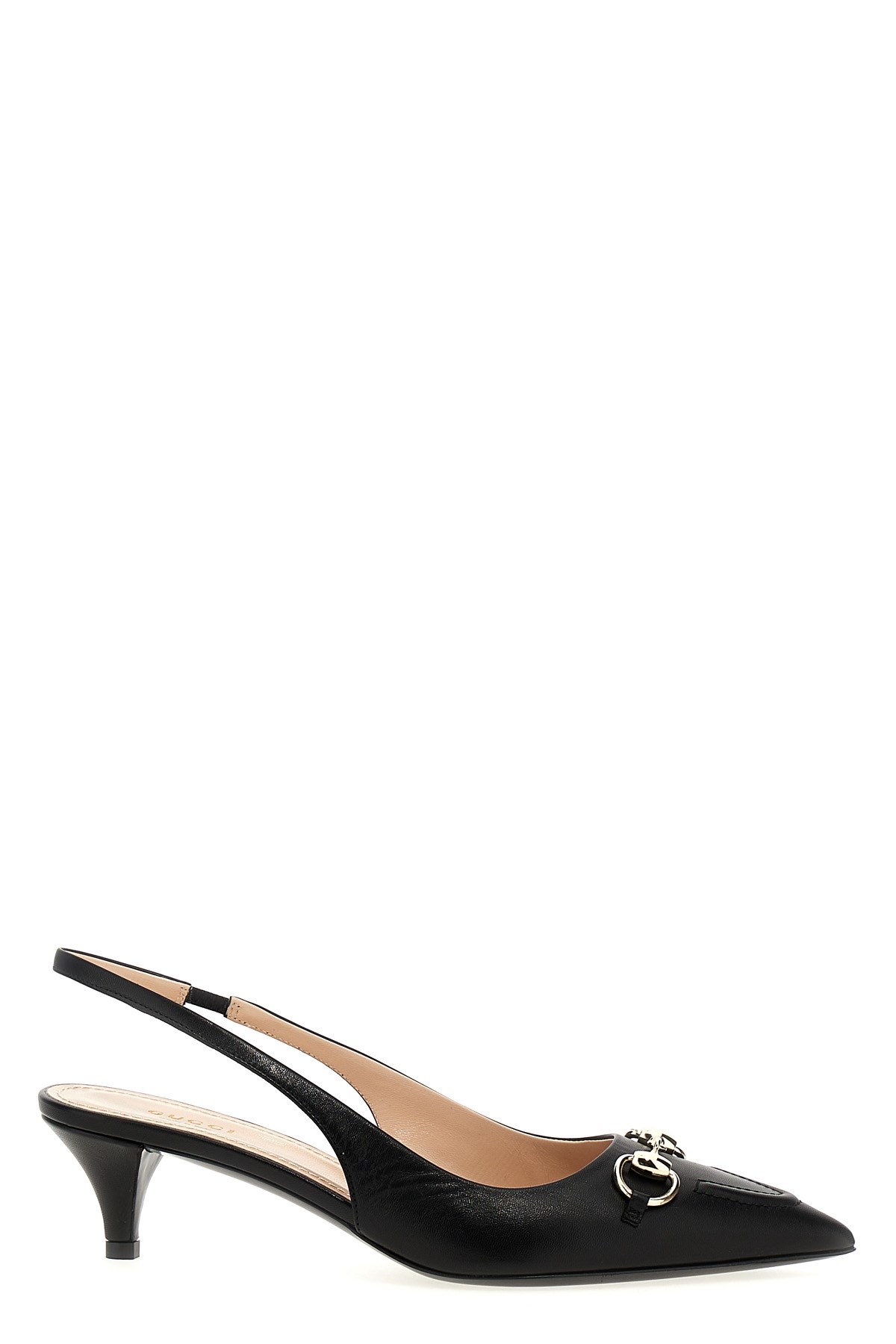 Gucci Black Slingback Pumps With Elastic Strap In Black