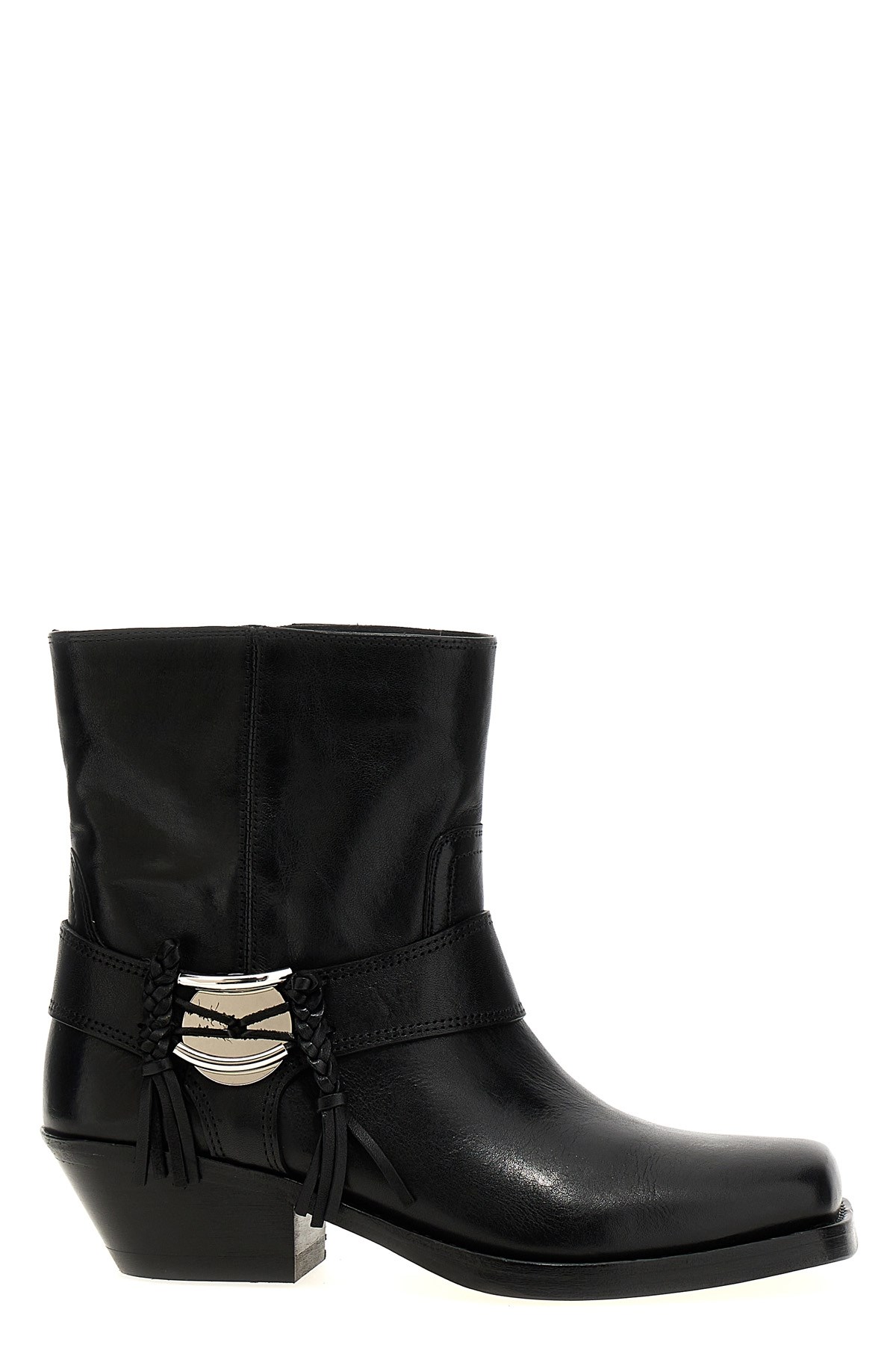 Isabel Marant Akson Embellished Tasseled Leather Ankle Boots
